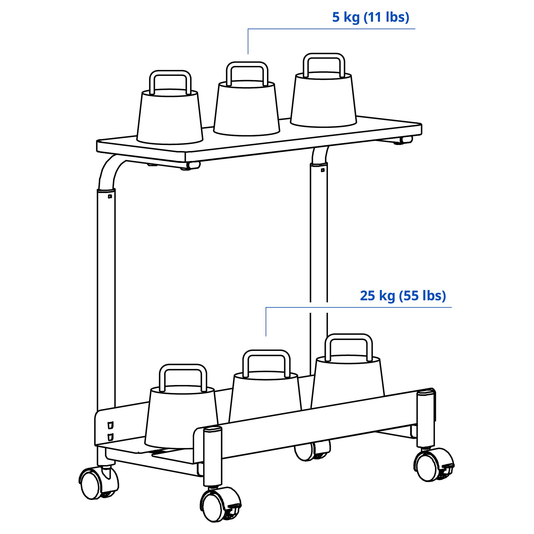 LÅNESPELARE, computer cart with shelf, 50x27 cm, 706.130.63