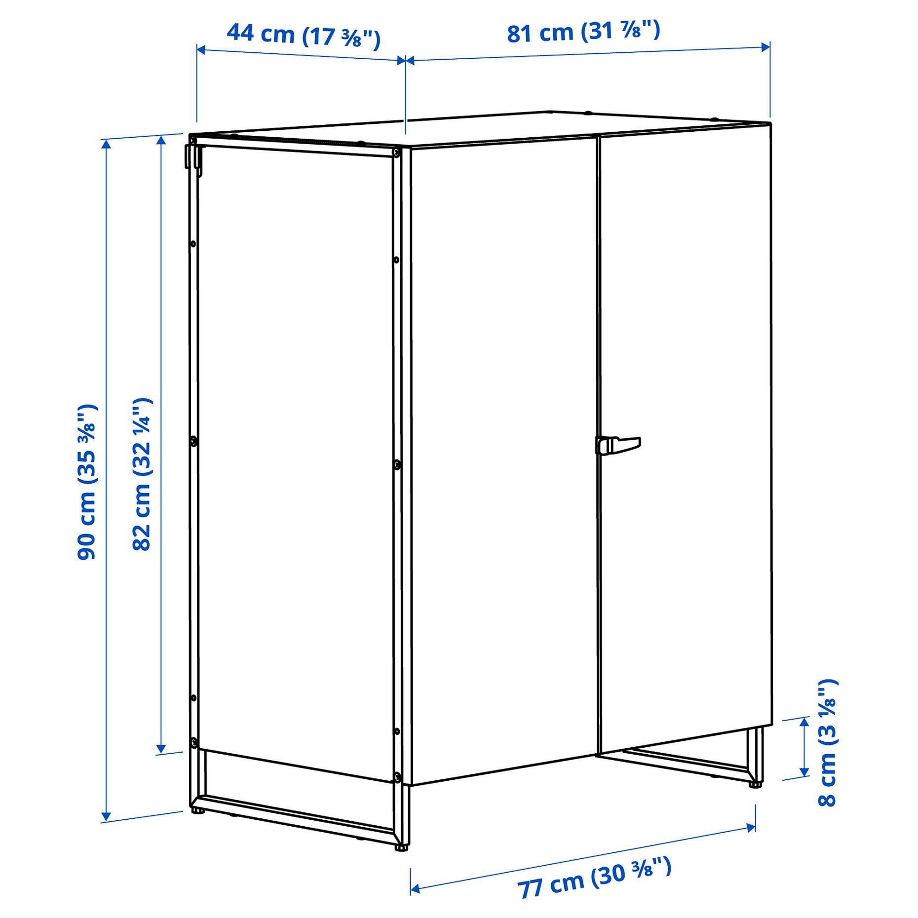 JOSTEIN, shelving unit with doors/in/outdoor, 81x44x90 cm, 794.371.69