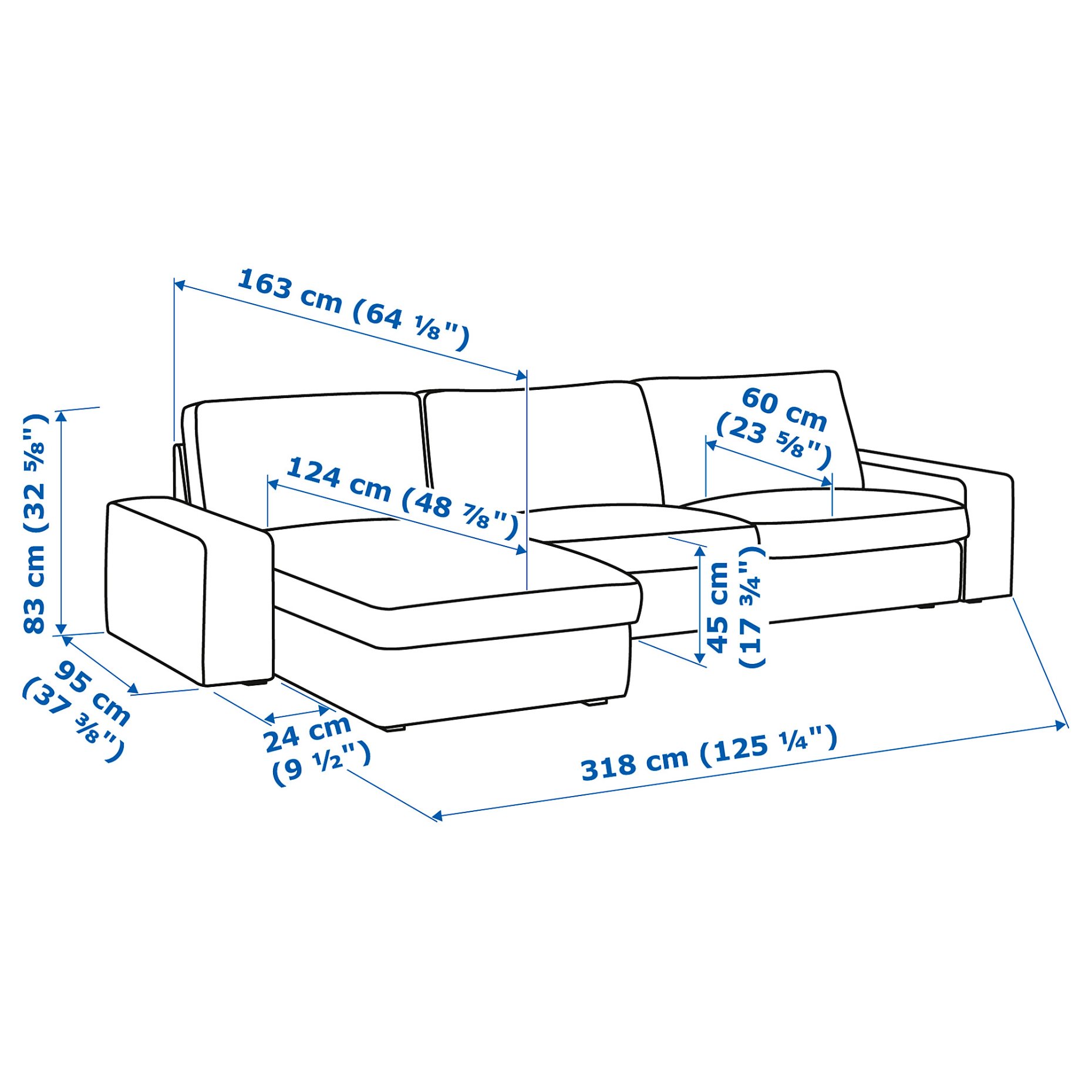 KIVIK, 4 θέσιος καναπές με σεζλόνγκ, 794.943.86