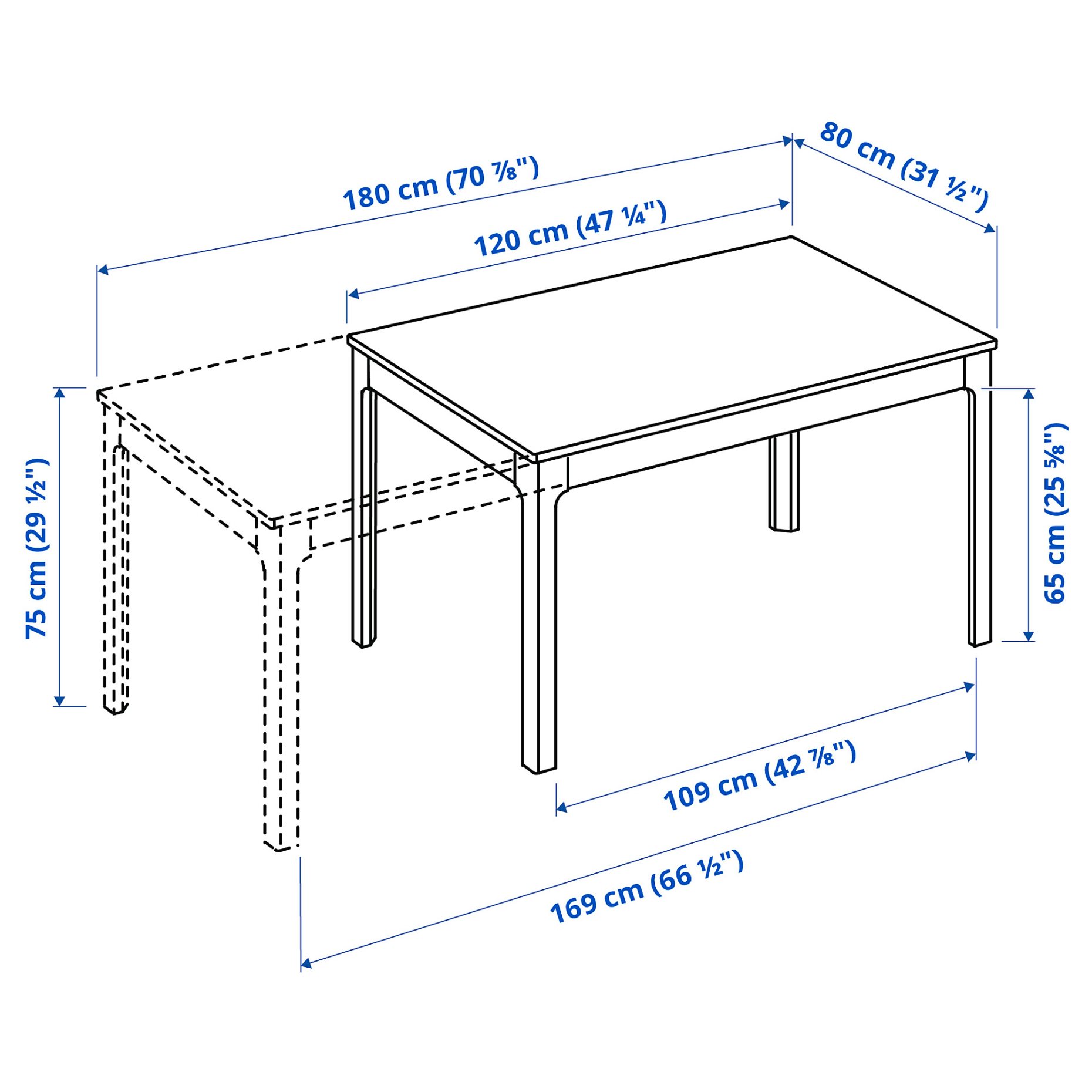 EKEDALEN/LILLANAS, table and 4 chairs, 120/180 cm, 794.951.35