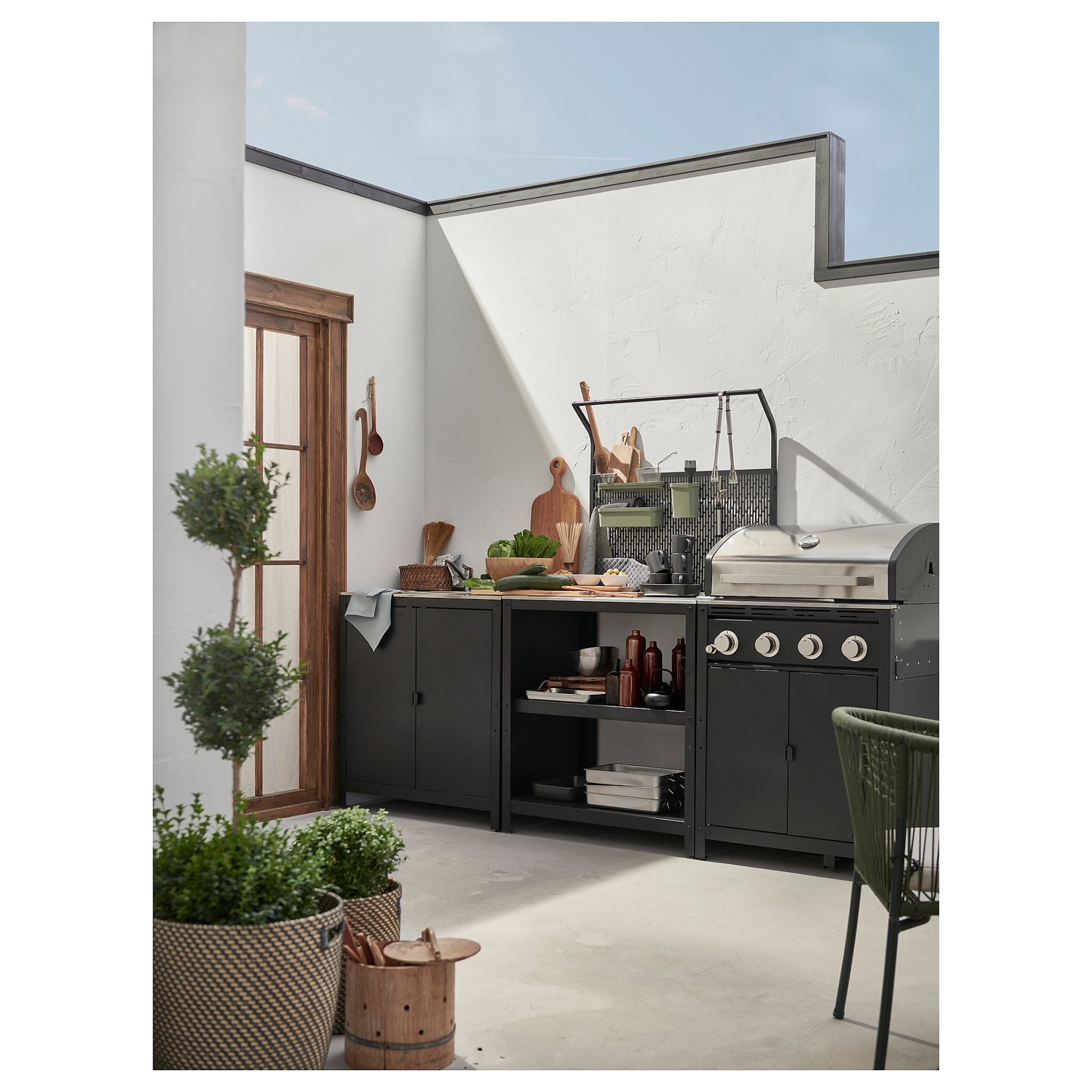 GRILLSKÄR, kitchen island with back panel/outdoor, 86x61x176 cm, 794.952.44
