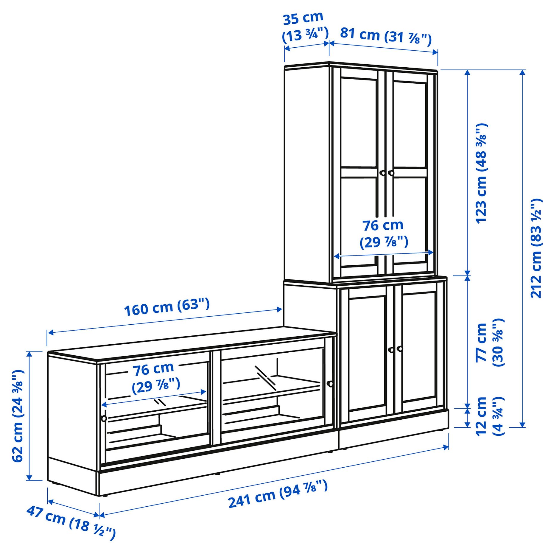 HAVSTA, TV storage combination, 241x47x212 cm, 795.347.83