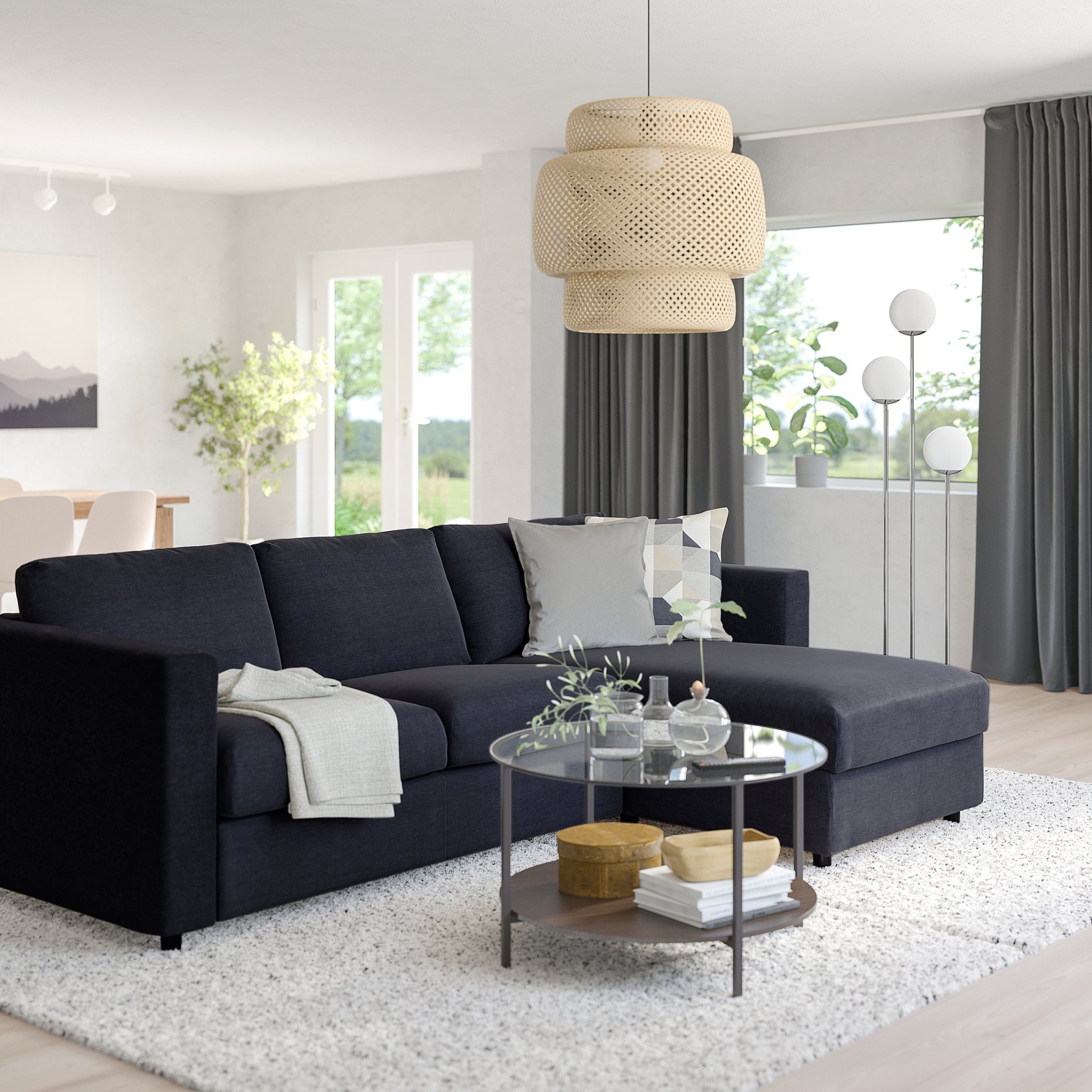 VIMLE, 3-seat sofa-bed with chaise longue, 795.372.15