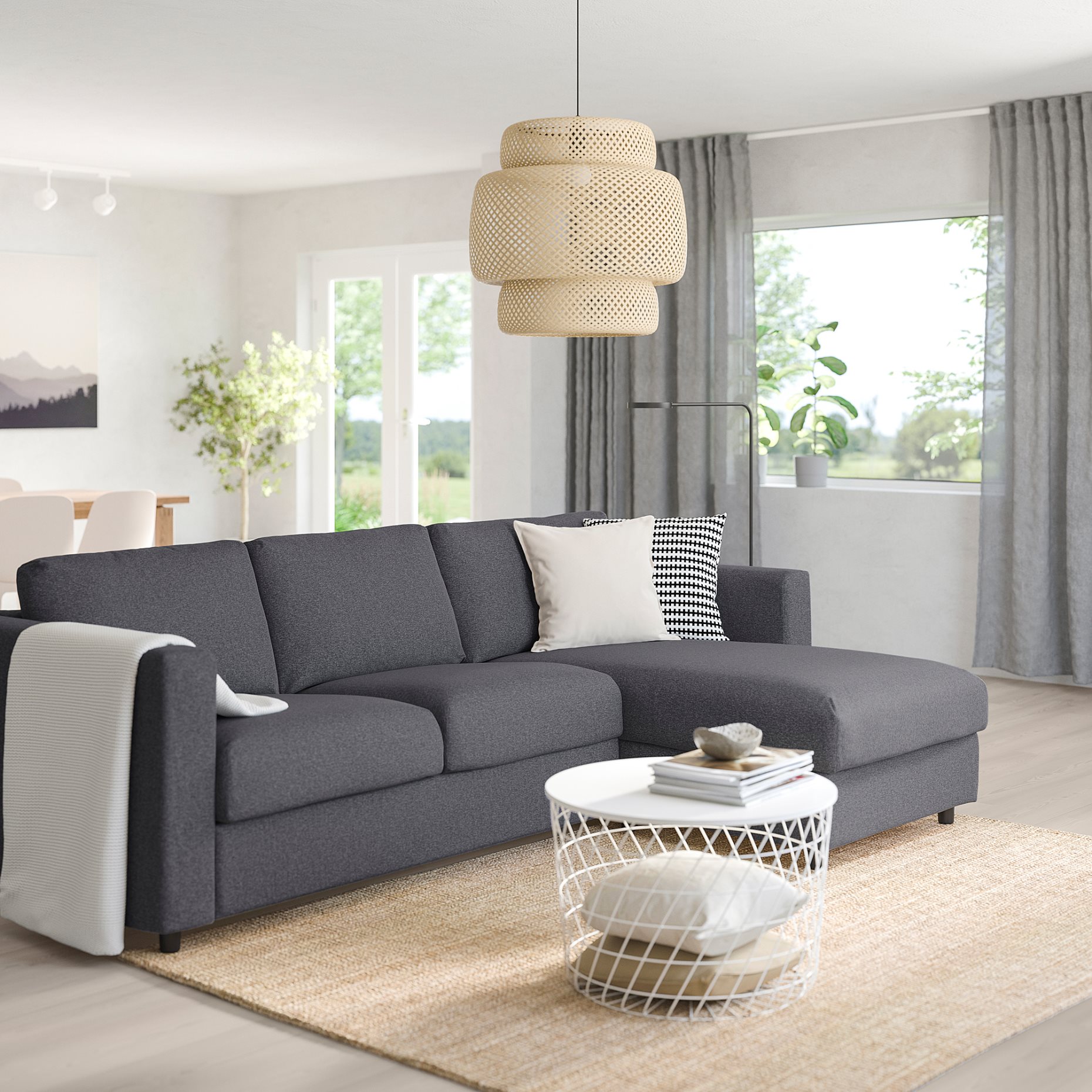 VIMLE, 3-seat sofa-bed with chaise longue, 795.452.82
