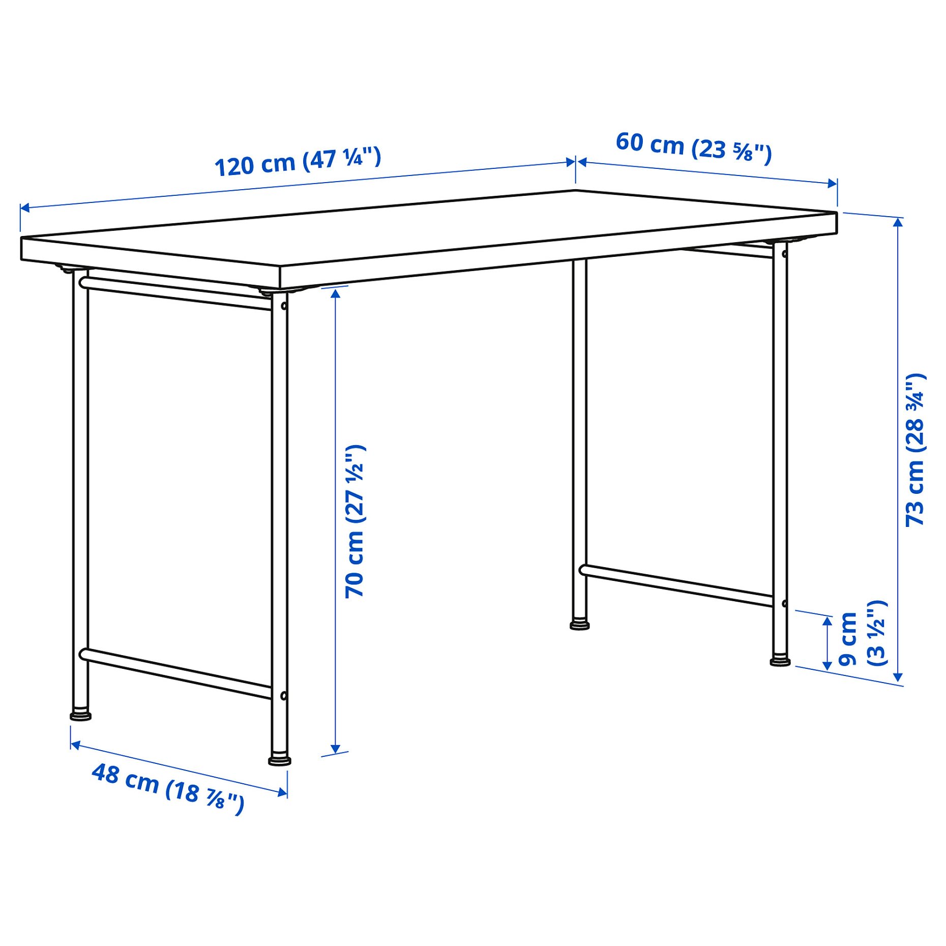 MITTCIRKEL/SPAND, desk, 120x60 cm, 795.689.14