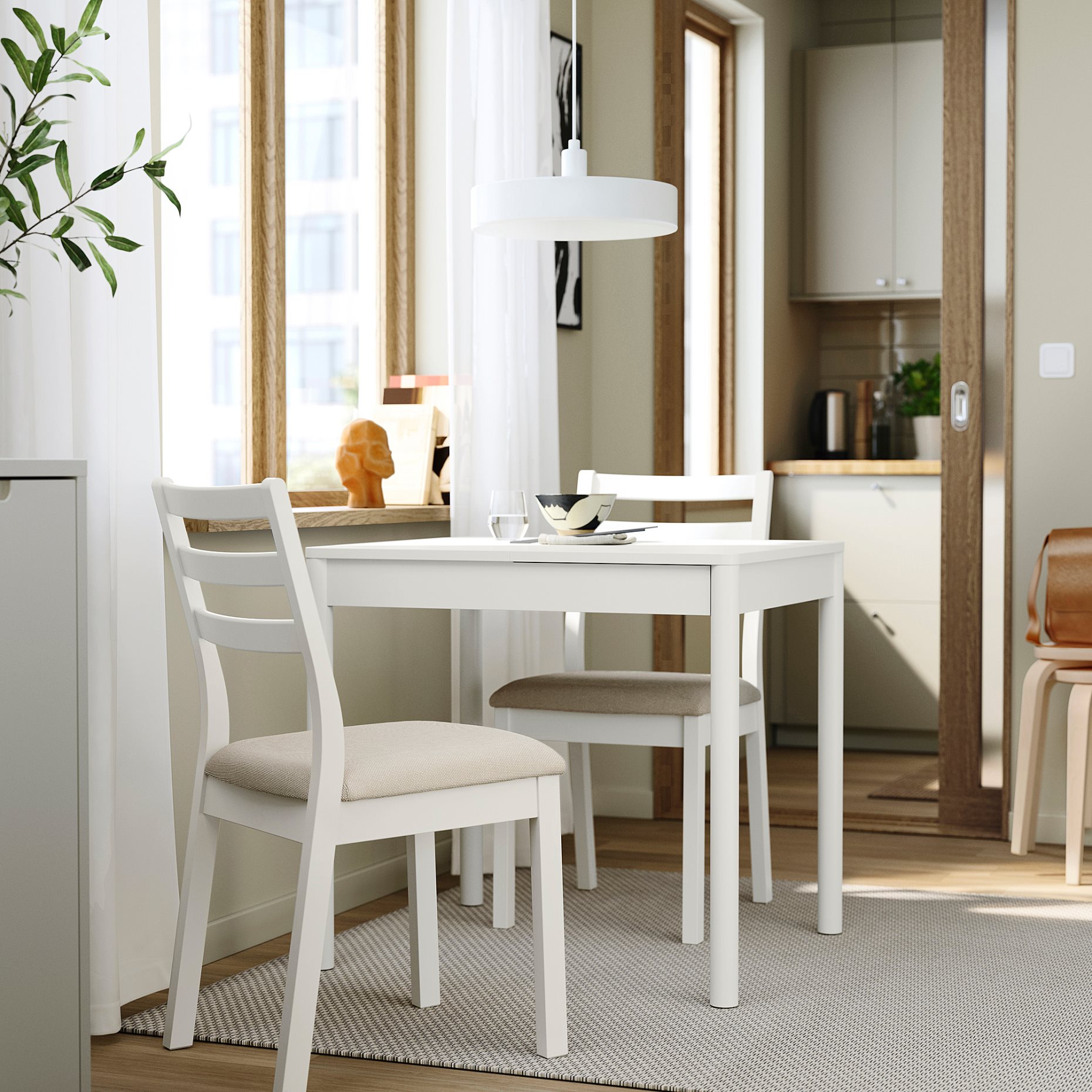TONSTAD/TONSTAD, table and 2 chairs, 80/120x70 cm, 795.965.87