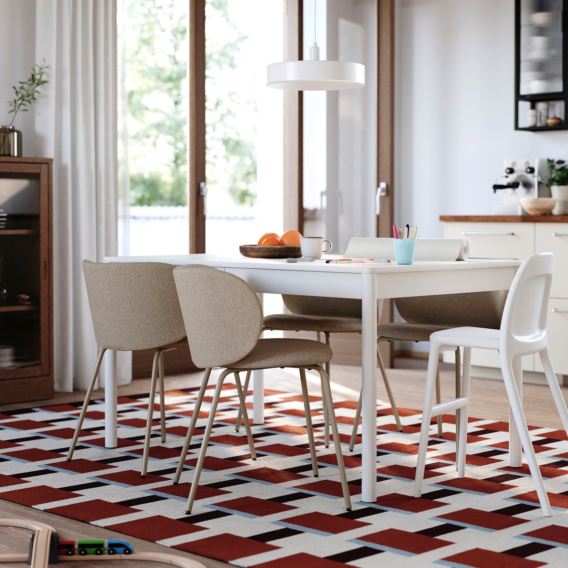 TONSTAD/KRYLBO, τραπέζι και 4 καρέκλες, 140/196x85 cm, 796.124.03