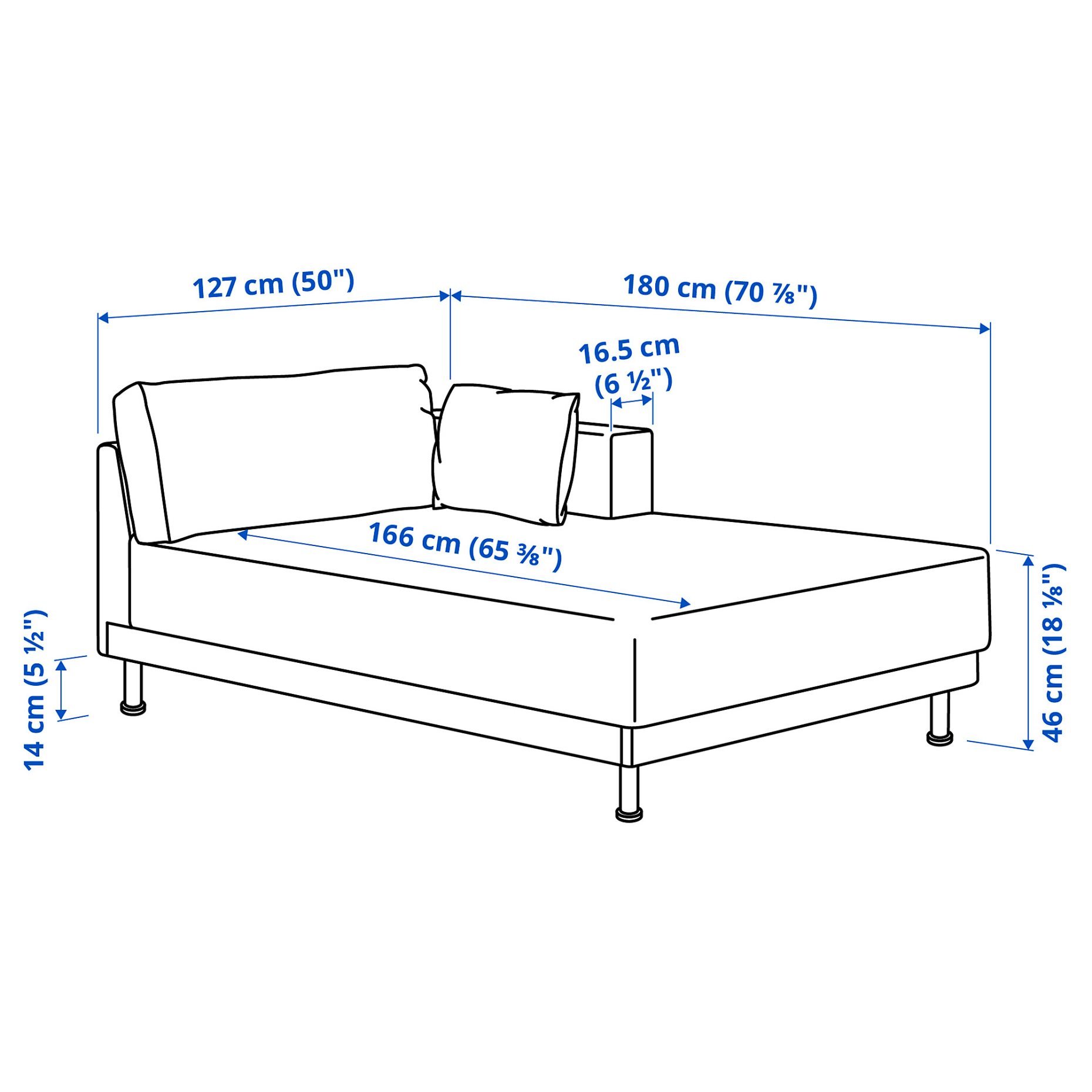 UPPÅKRA, chaise longue module with armrest right, 796.129.93