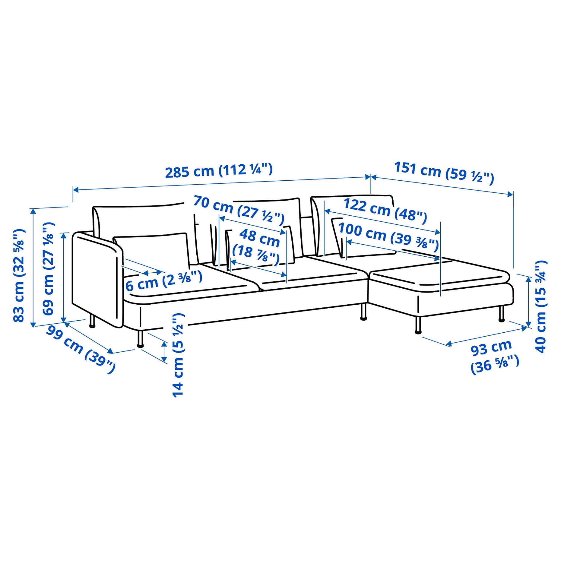 SÖDERHAMN, 4-seat sofa with chaise longue and open end, 796.216.57