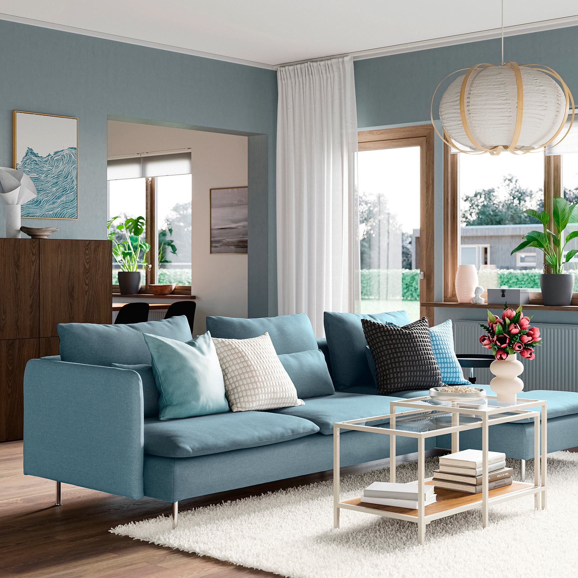 SÖDERHAMN, 4-seat sofa with chaise longue and open end, 796.216.57