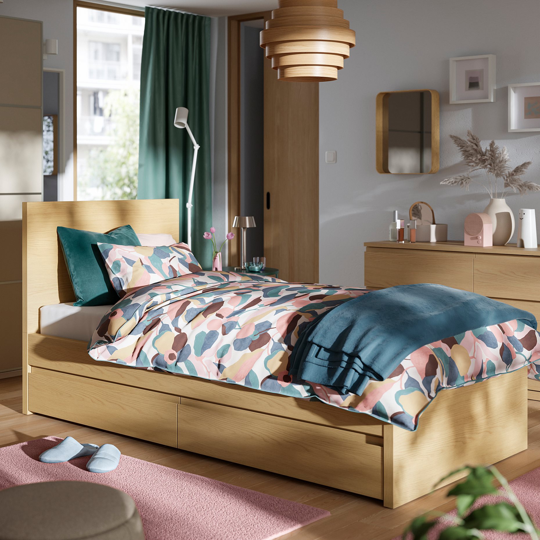 STORKLINTA, bed frame with 2 storage boxes, 90x200 cm, 796.283.62