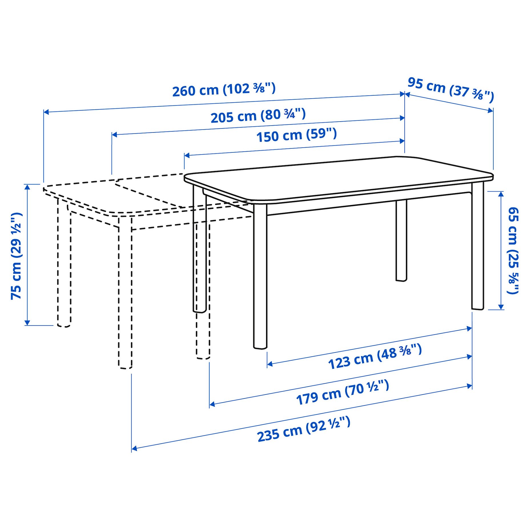 STRANDTORP, extendable table, 150/205/260x95 cm, 803.885.87