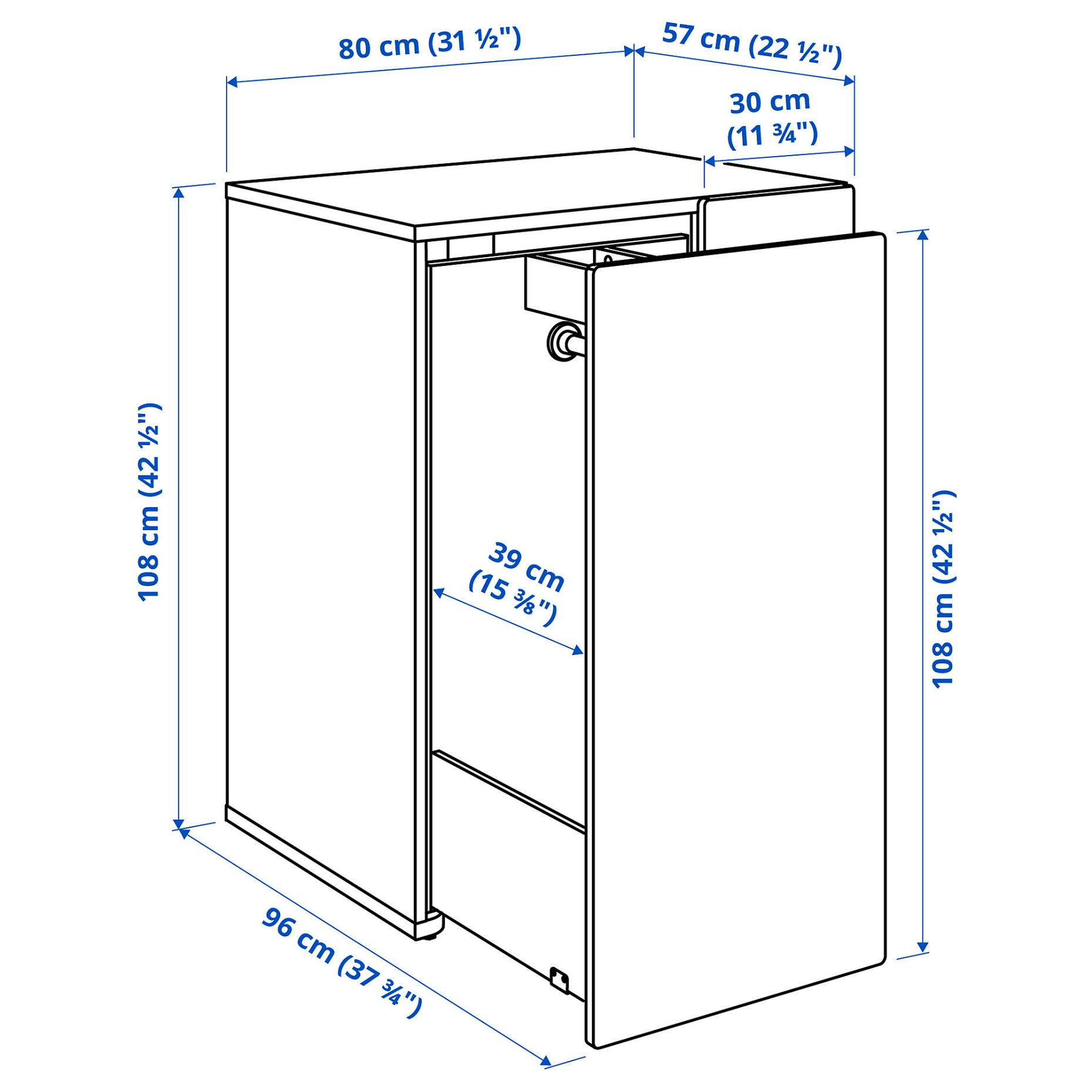 SMÅSTAD, pull-out storage unit, 80x55x108 cm, 804.369.65