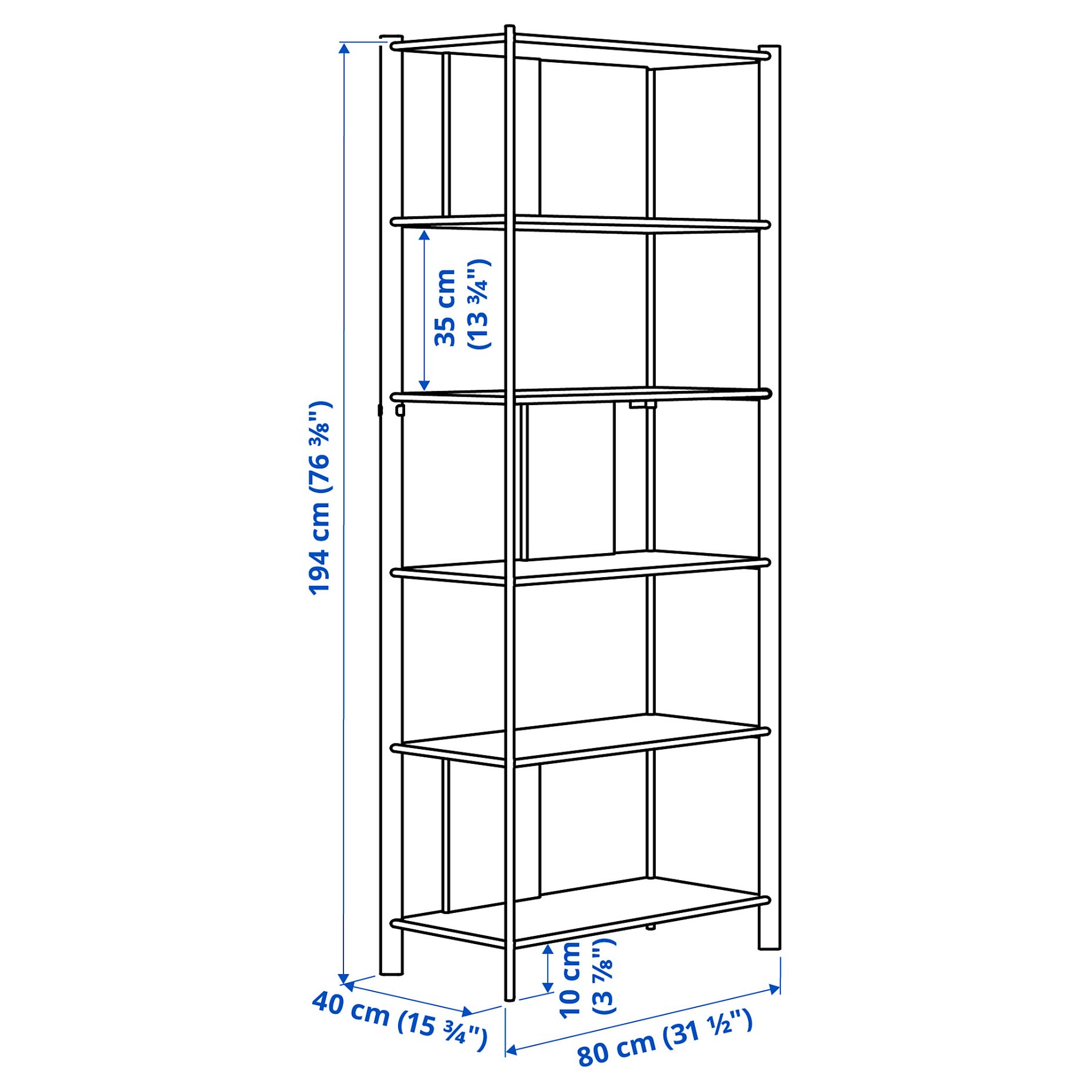 JÄTTESTA, shelving unit, 80x195 cm, 805.129.59