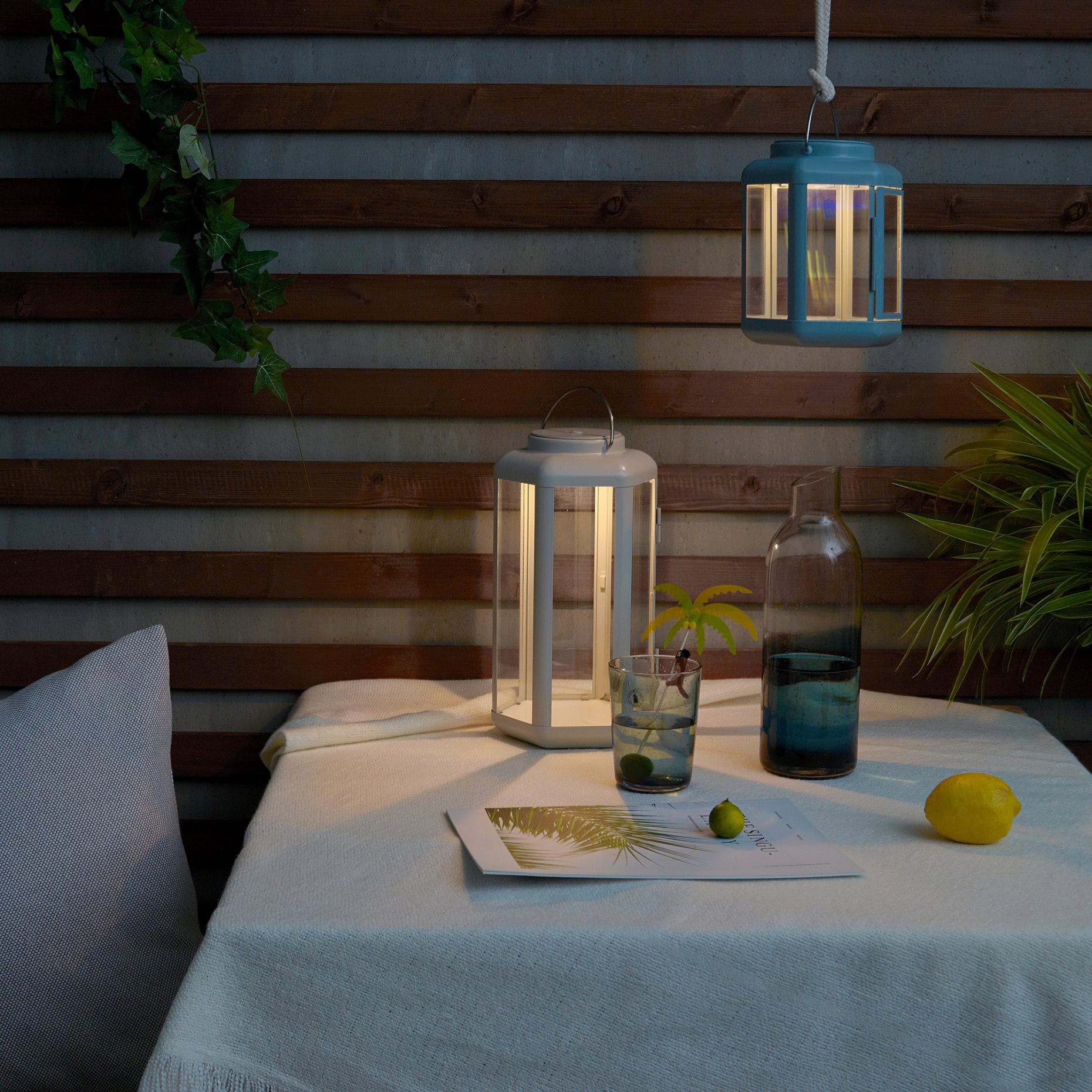 SOMMARLÅNKE, decorative table lamp with built-in LED light source/outdoor/battery-operated/lantern, 28 cm, 805.439.46