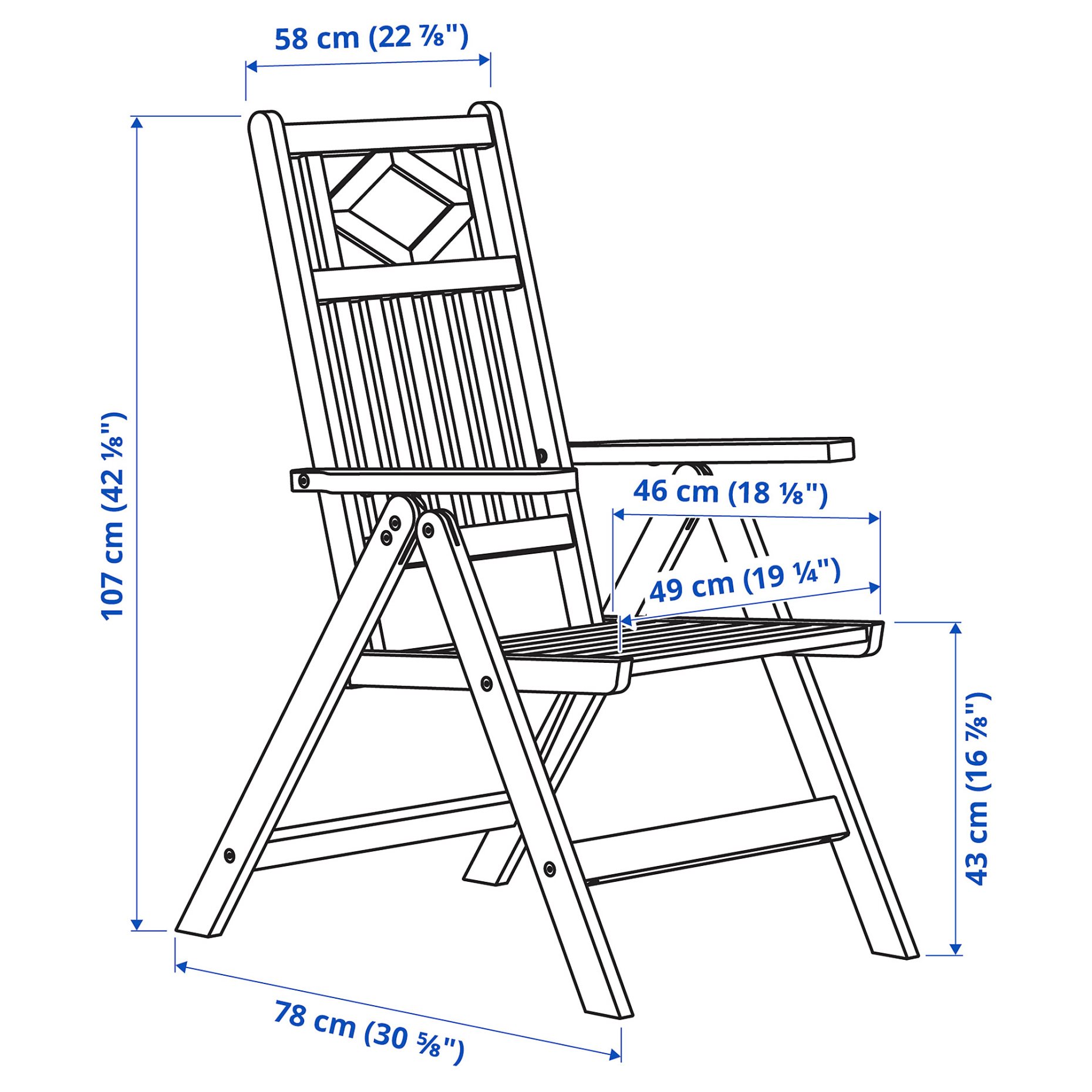 BONDHOLMEN, καρέκλα με ρυθμιζόμενη πλάτη, εξωτερικού χώρου, 805.581.79