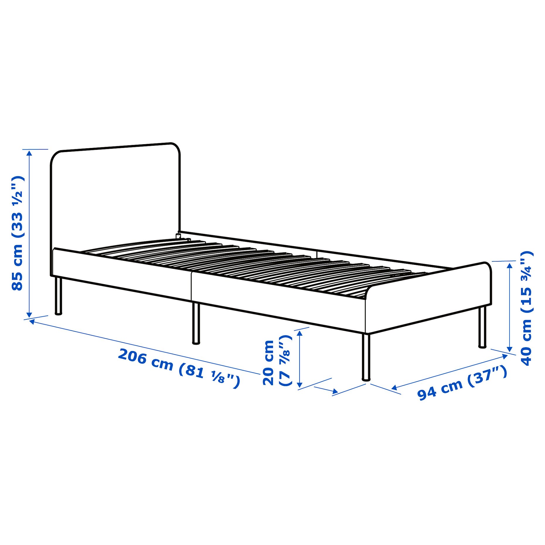 SLATTUM, upholstered bed frame, 90x200 cm, 805.712.51