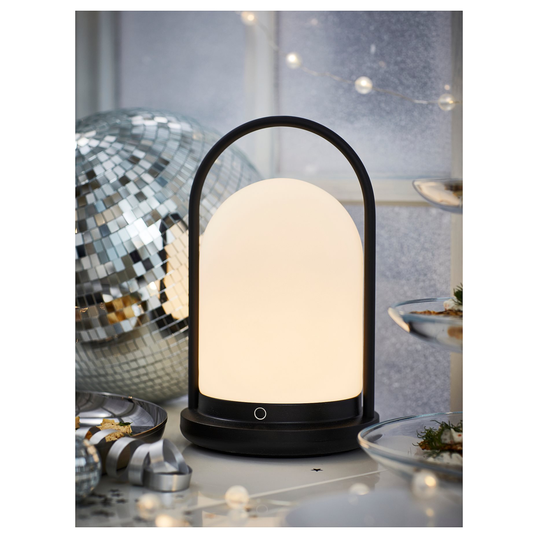 FRÖJDA, lantern with built-in LED light source/battery-operated/outdoor/dimmable, 28 cm, 805.821.55