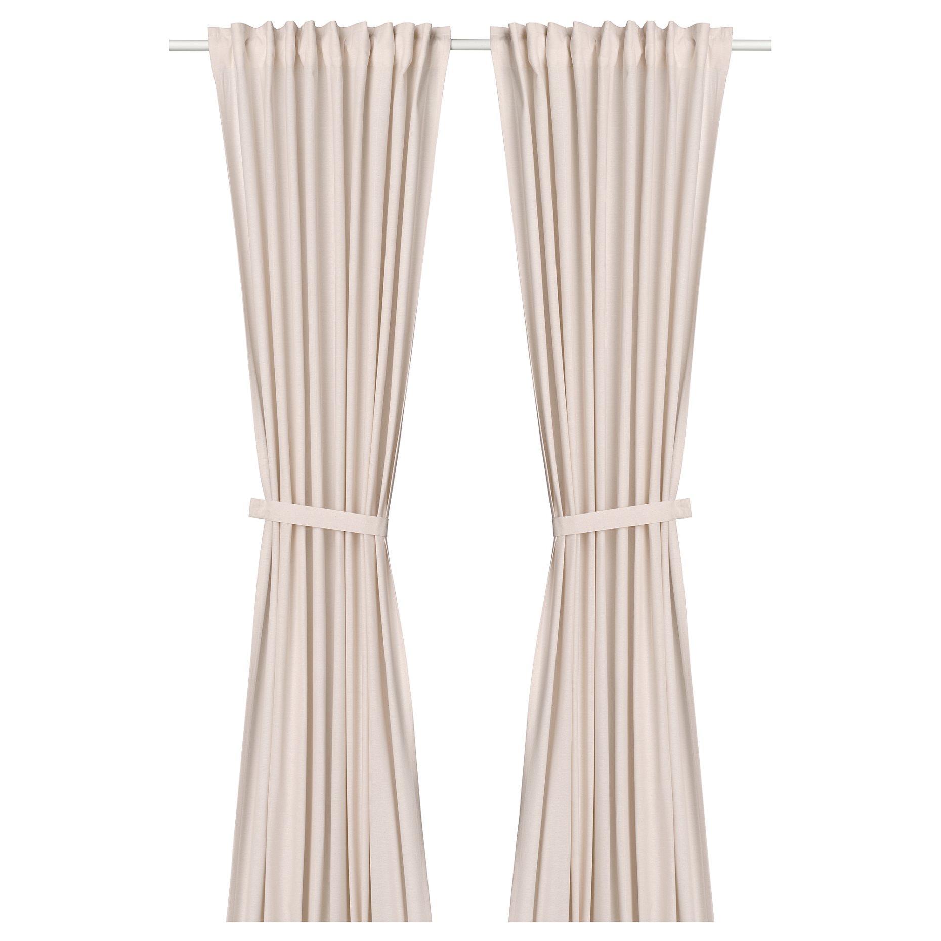 LENDA, curtains with heading tape and tie-backs/1 pair, 140x165 cm, 806.331.07