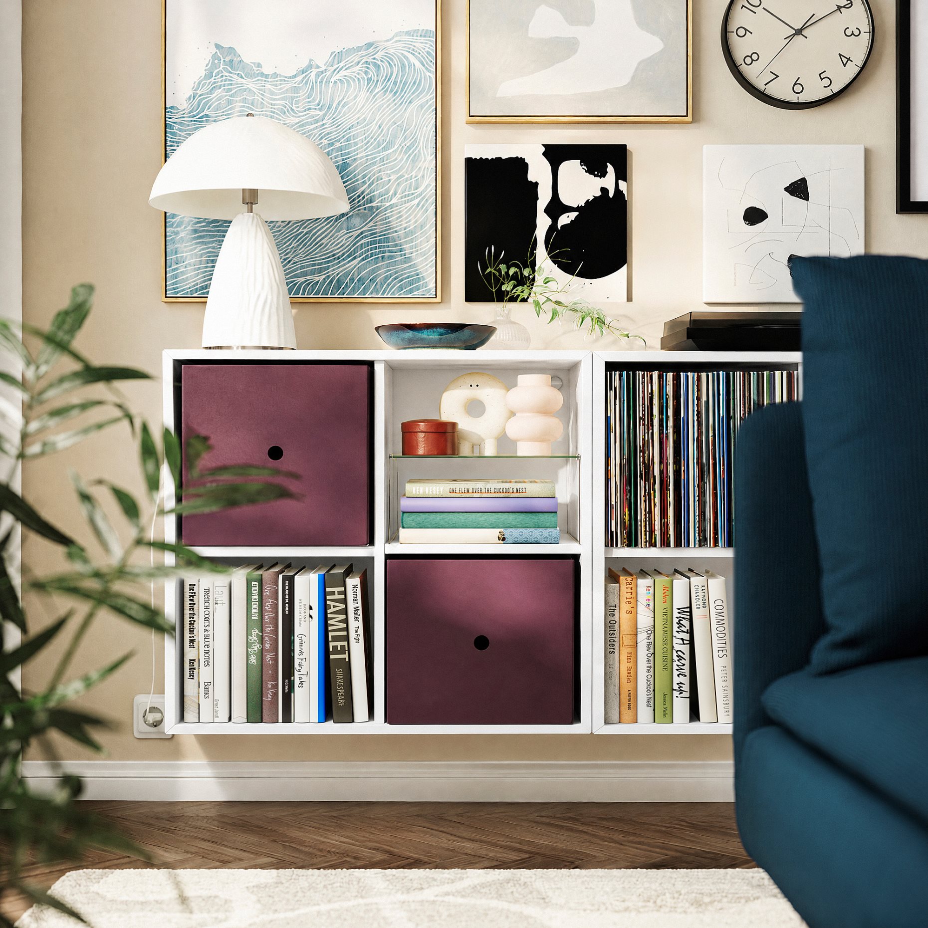 EKET, wall-mounted shelving unit with 4 compartments, 892.858.20