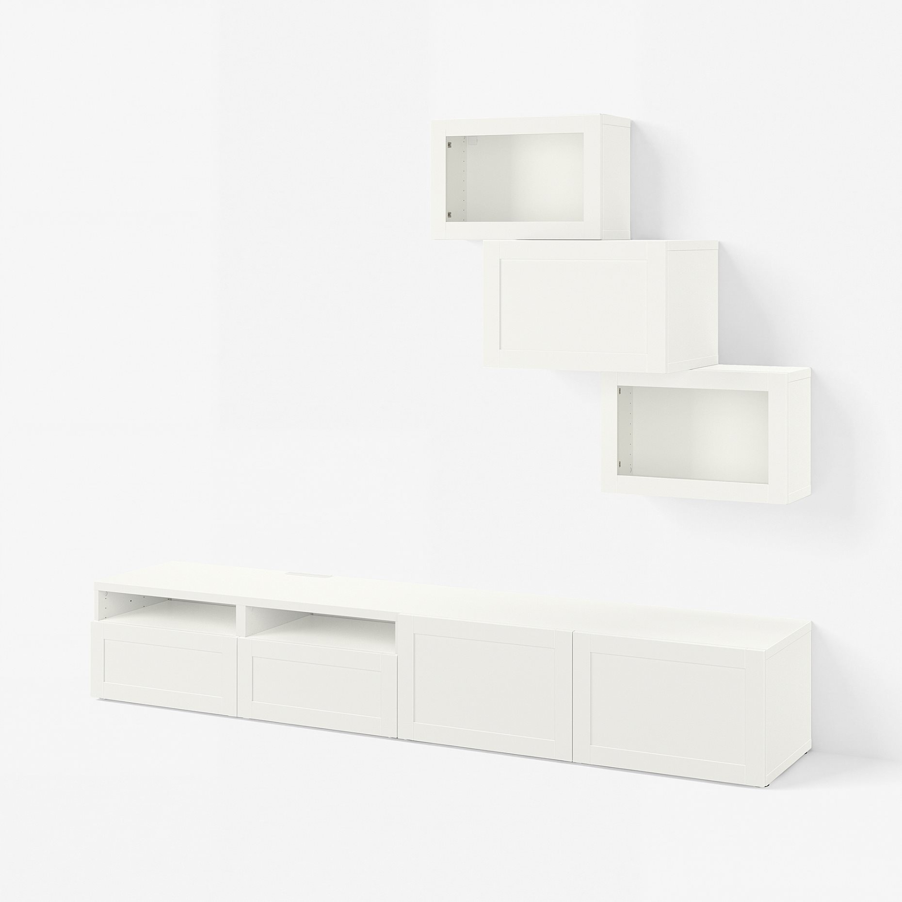 BESTÅ, TV storage combination/glass doors/drawers soft closing, 240x42x190 cm, 894.113.19