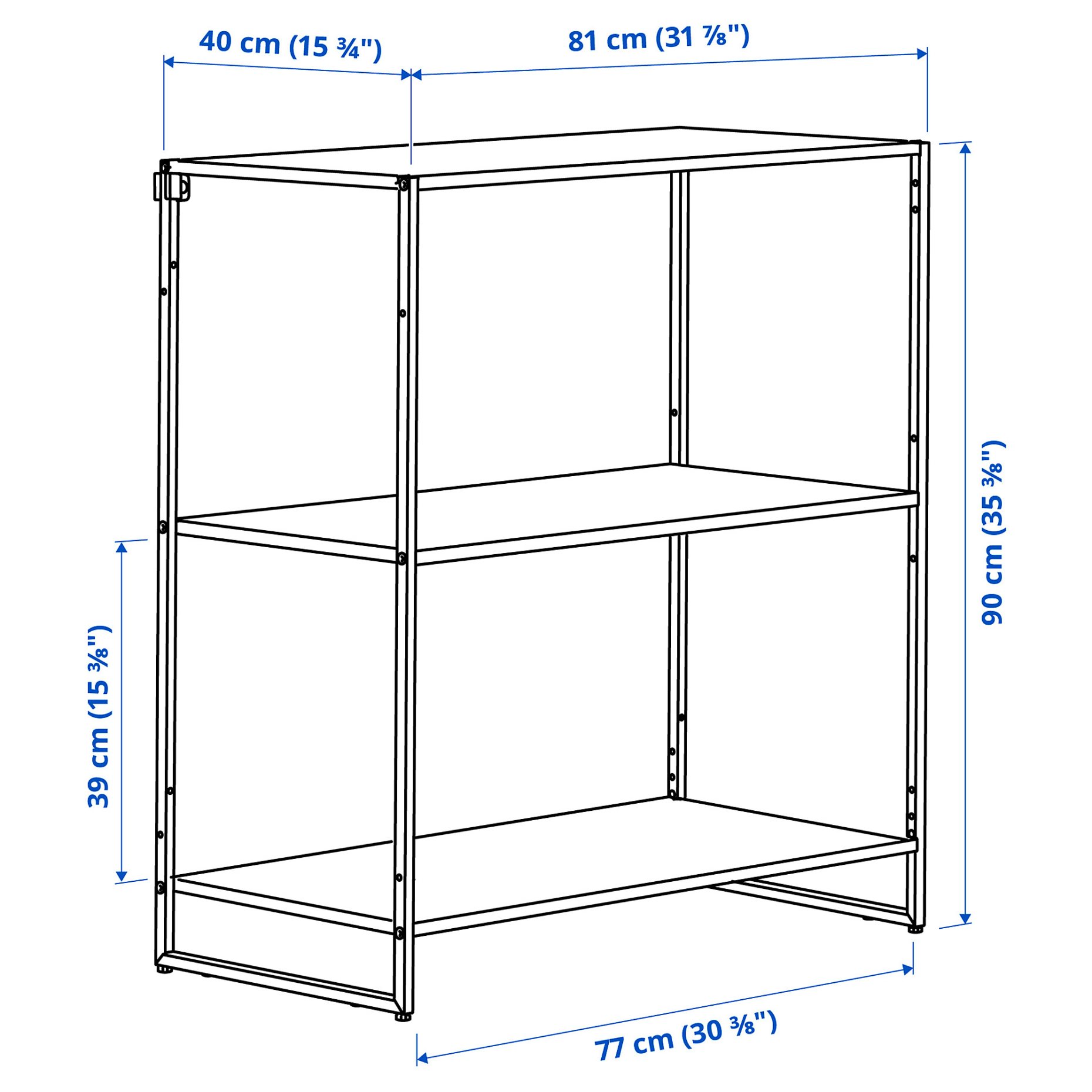 JOSTEIN, shelving unit/in/outdoor/metal, 81x40x90 cm, 894.371.40