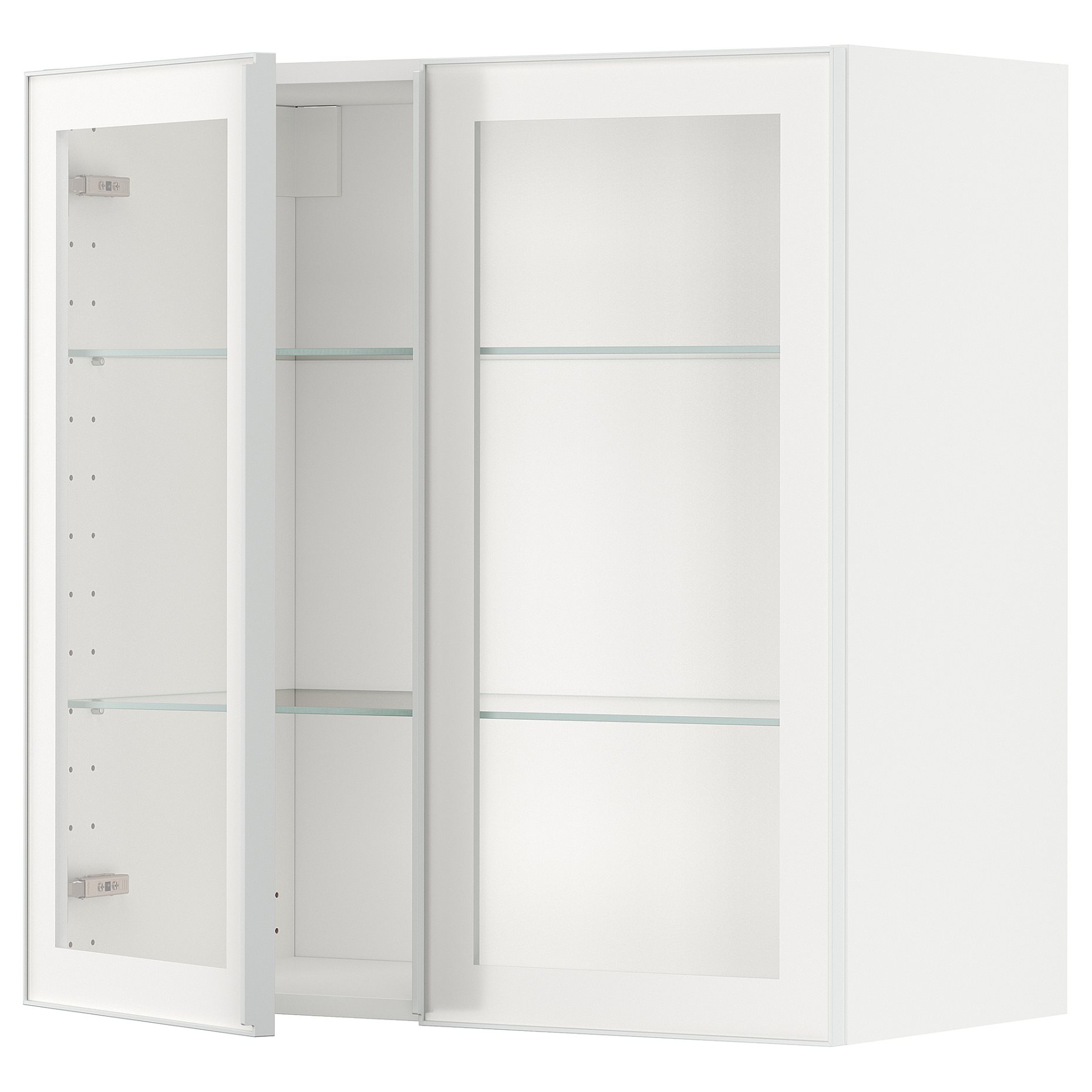 METOD, ντουλάπι τοίχου με ράφια/2 γυάλινες πόρτες, 80x80 cm, 894.905.66