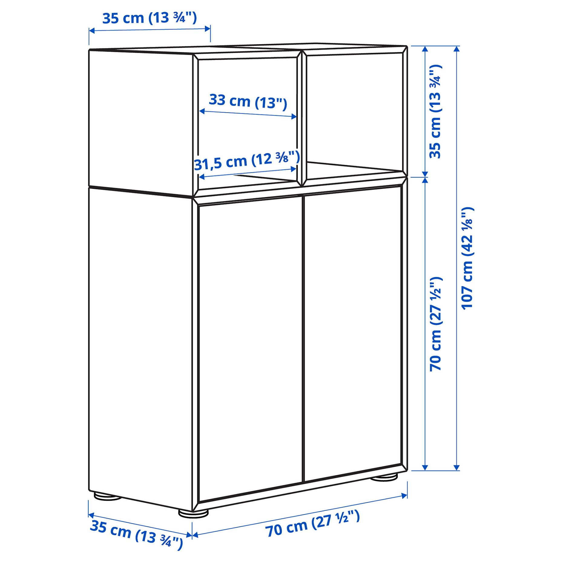 EKET, σύνθεση ντουλαπιών με πόδια, 70x35x107 cm, 894.927.68