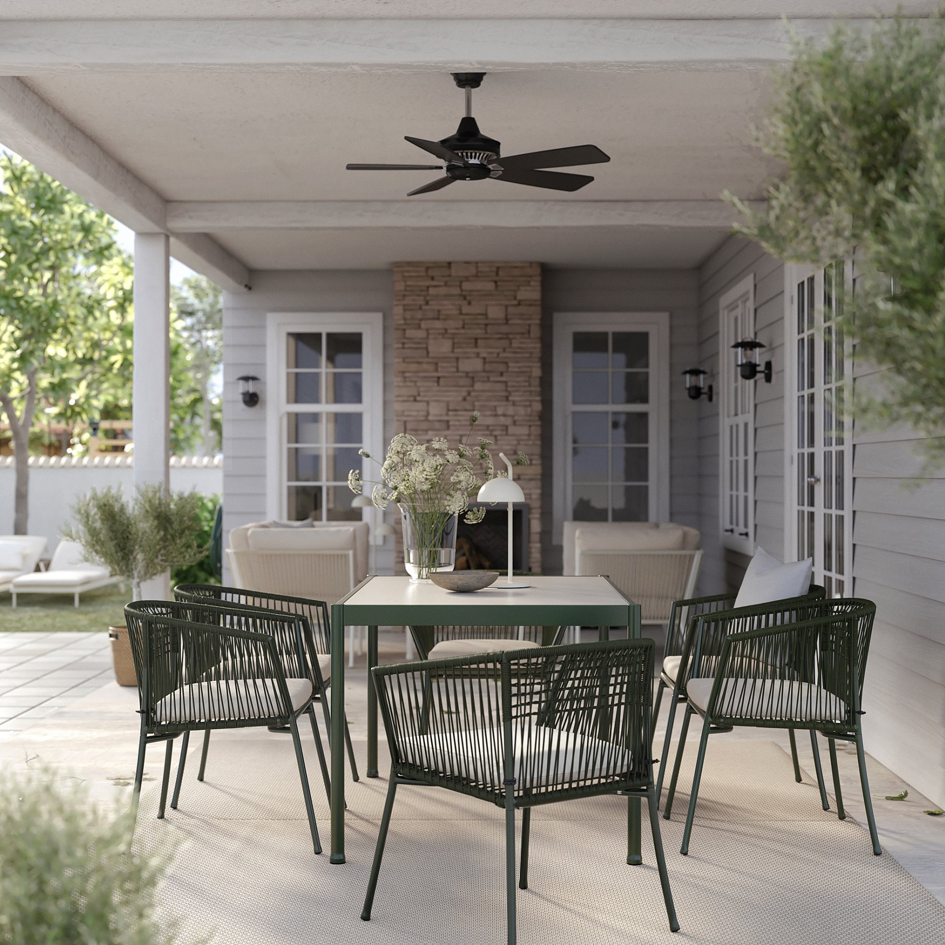 SEGERÖN, table/6 chairs with armrests/outdoor, 147 cm, 894.948.47