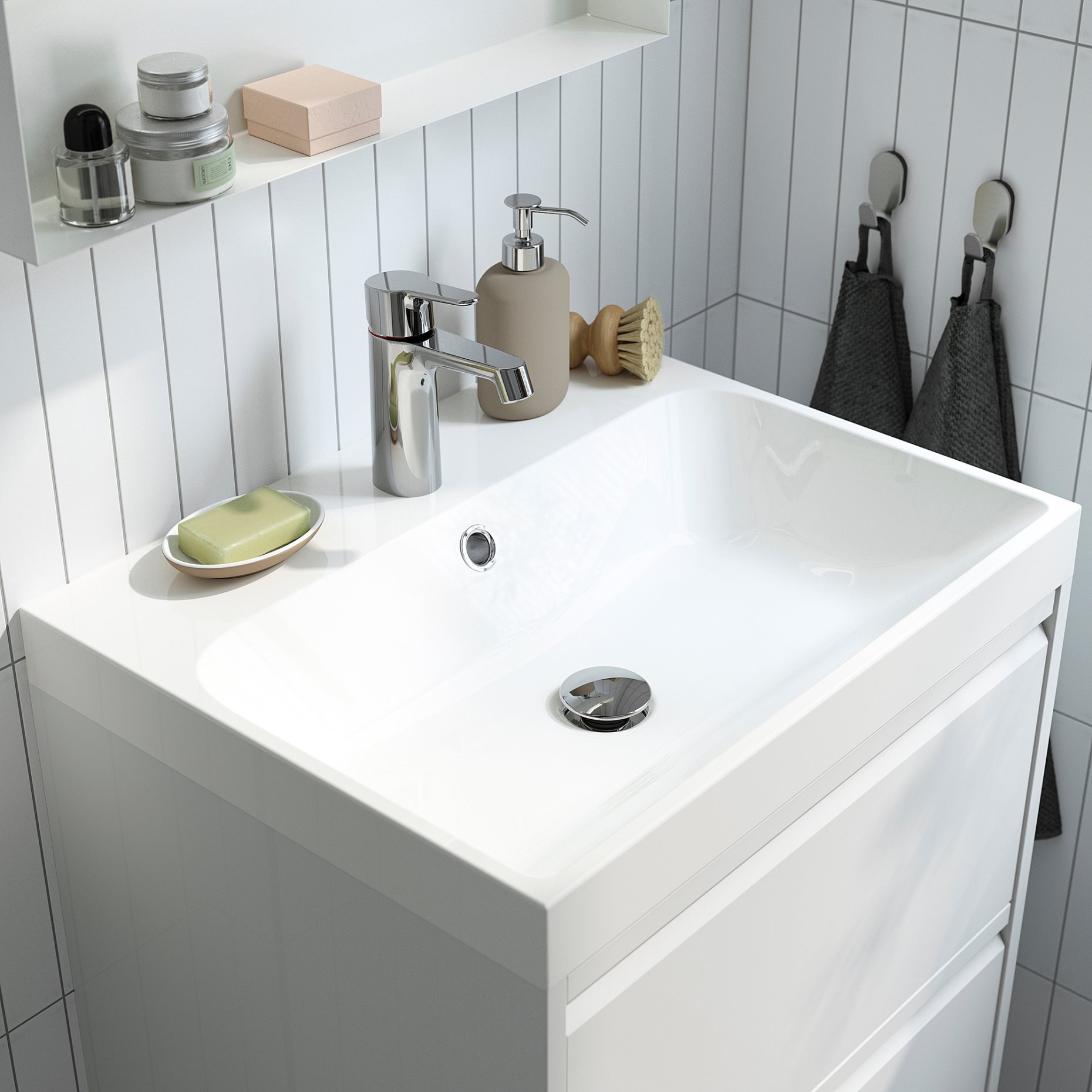ANGSJON/BACKSJON, wash-stand with drawer/wash-basin/tap, 60x48x39 cm, 895.140.20