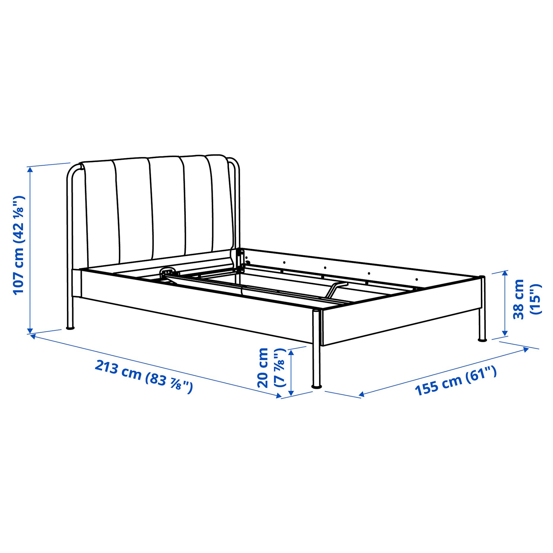 TÄLLÅSEN, upholstered bed frame, 140x200 cm, 895.147.51