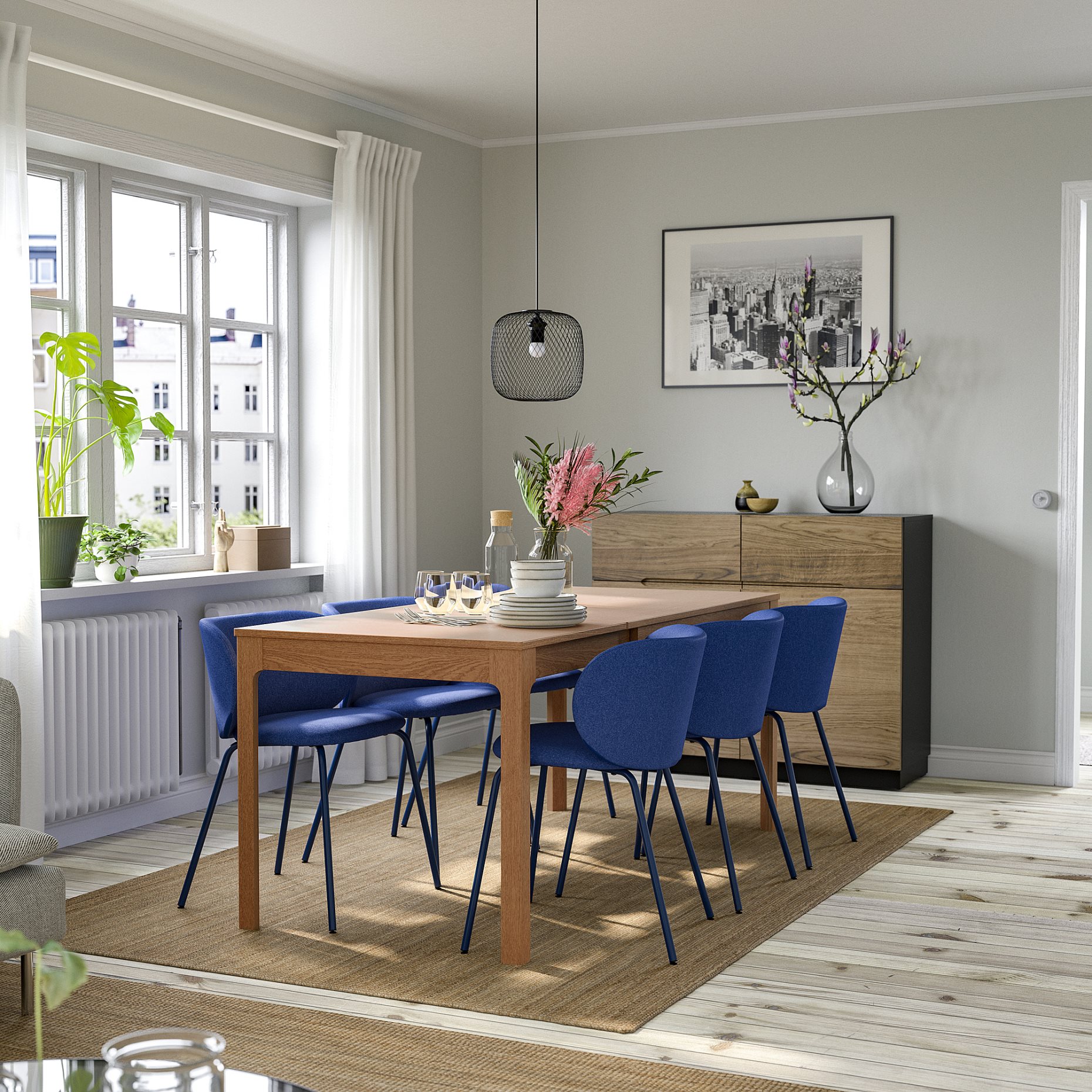 EKEDALEN/KRYLBO, table and 4 chairs, 120/180 cm, 895.363.43