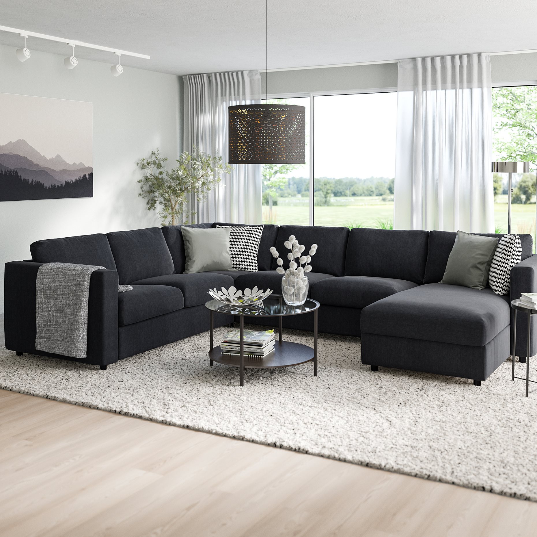 VIMLE, γωνιακός καναπές-κρεβάτι, 5 θέσεων με σεζλόνγκ, 895.371.68
