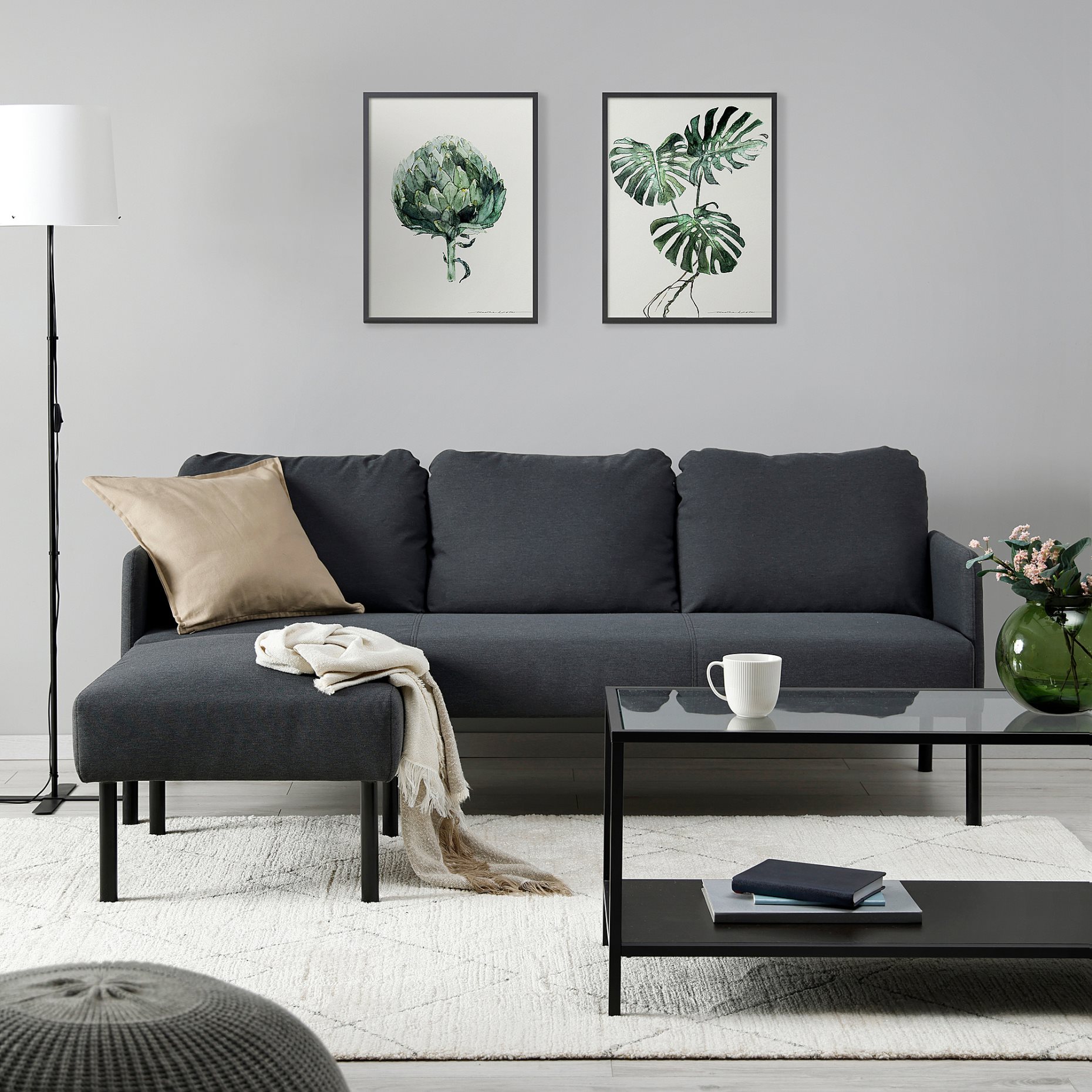 GLOSTAD, 3-seat sofa with chaise longue, 895.426.69
