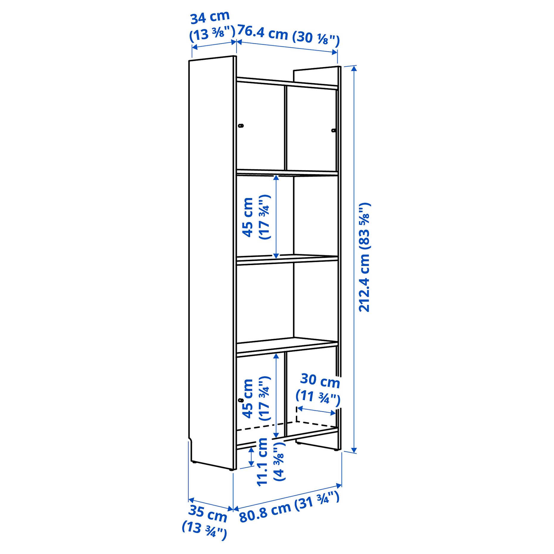 LÅDMAKARE, storage combination with sliding doors and shelf, 81x35x212 cm, 895.639.92