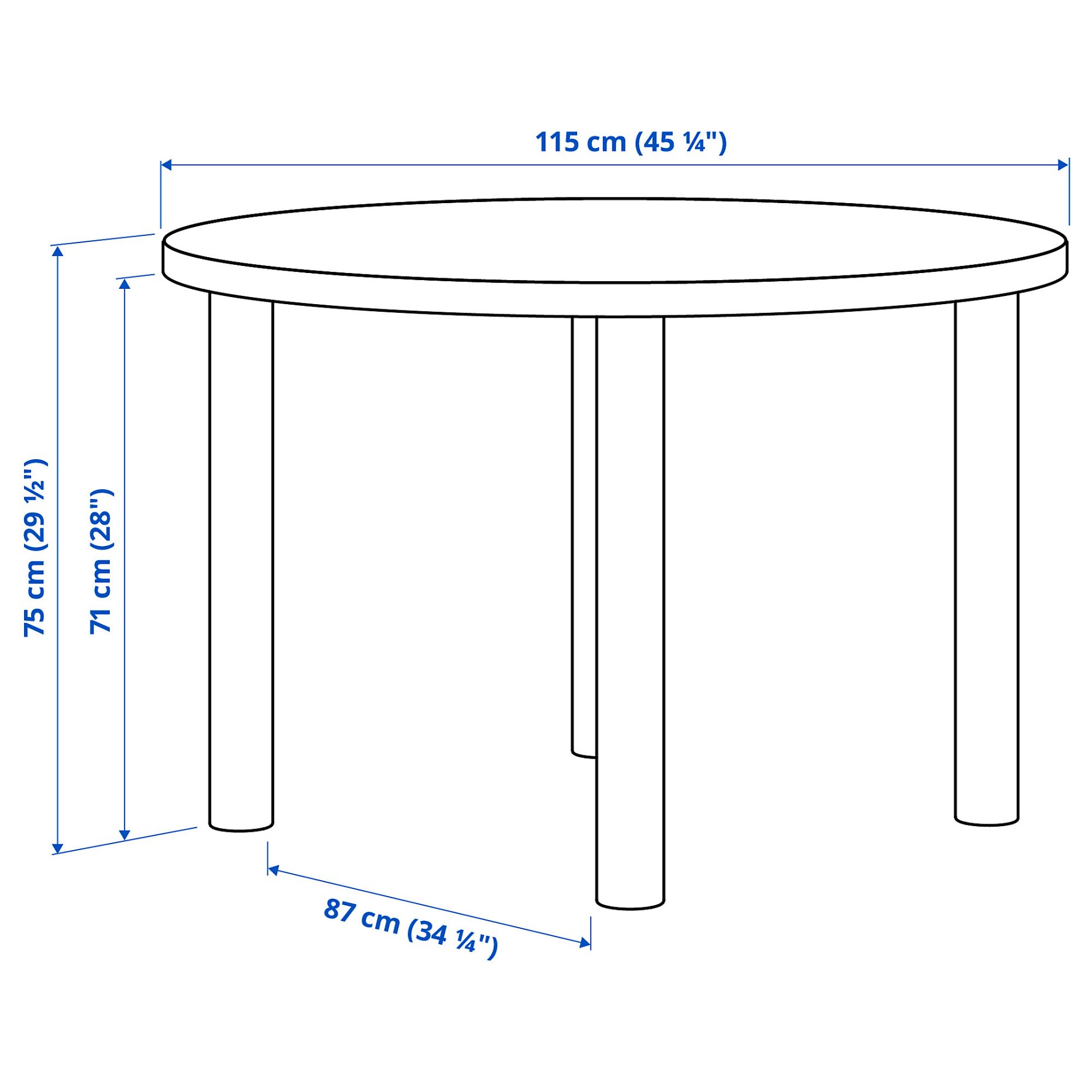 STOCKHOLM 2025, table and 4 chairs, 115 cm, 895.800.05