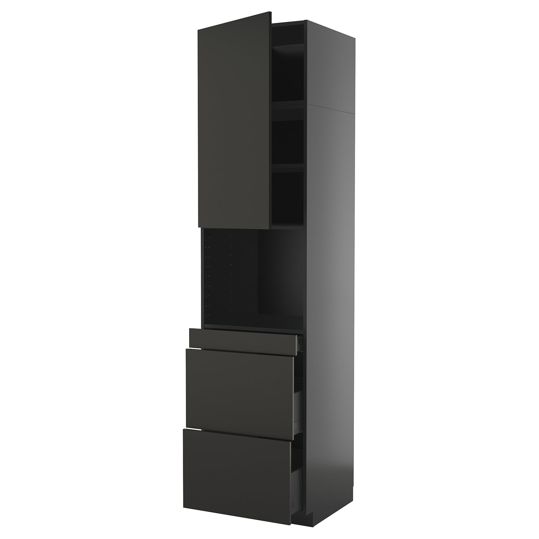 METOD/KNIVSHULT, ψηλό ντουλάπι για φούρνο μικρoκυμάτων με αερόθερμο/πόρτα/3 συρτάρια, 60x60x240 cm, 895.881.48