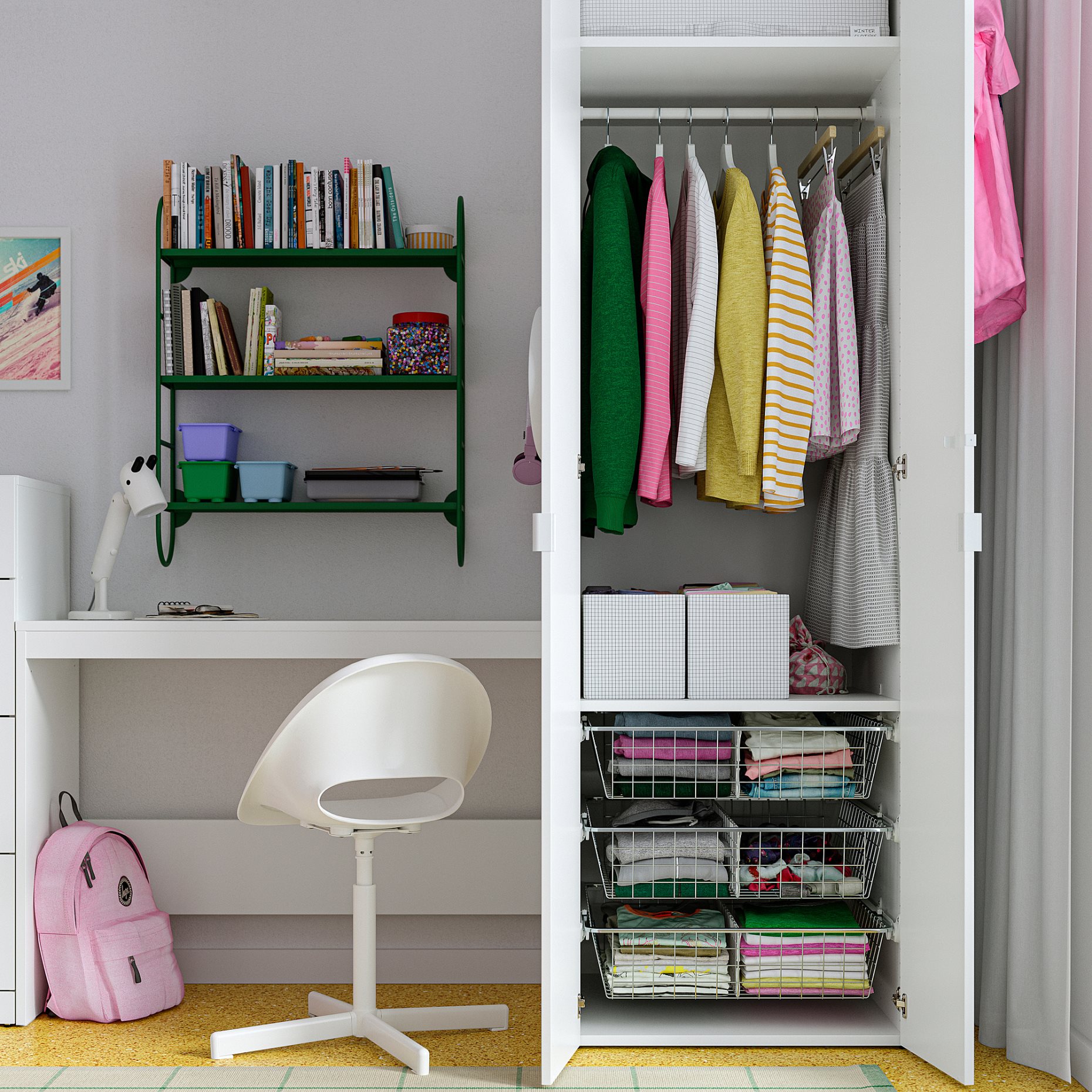 LASTARE, σύνθεση αποθήκευσης με τραπέζι, 220x62x200 cm, 896.038.89