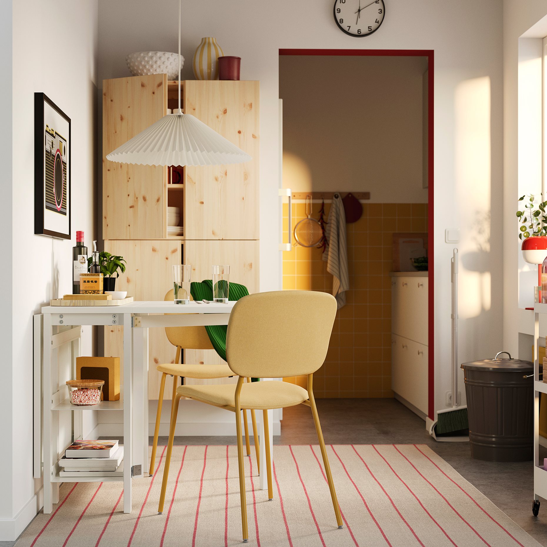 VIHALS, gateleg table and 2 chairs, 39/95/151x90 cm, 896.067.79