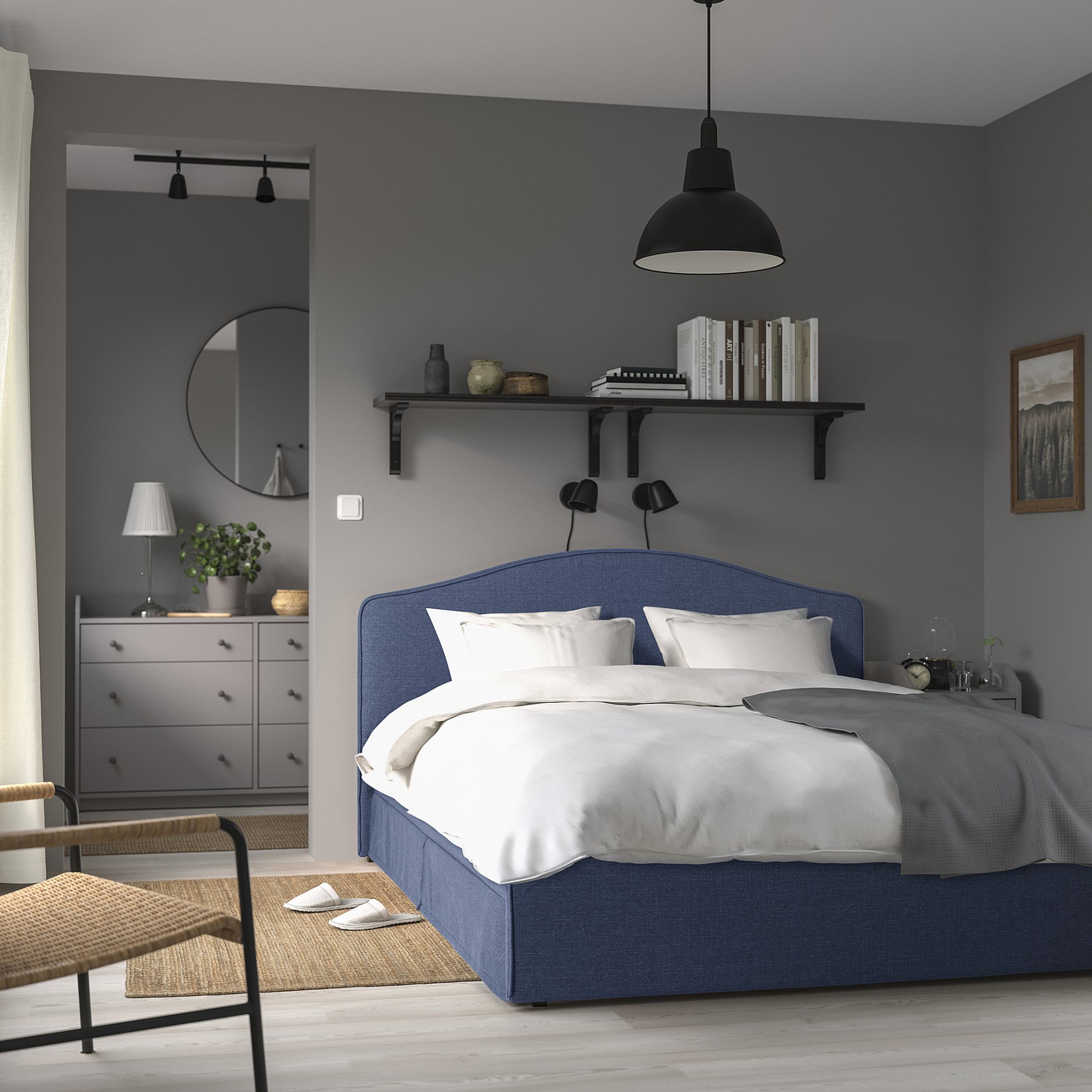 RAMNEFJALL, upholstered bed frame, 140x200 cm, 896.074.82