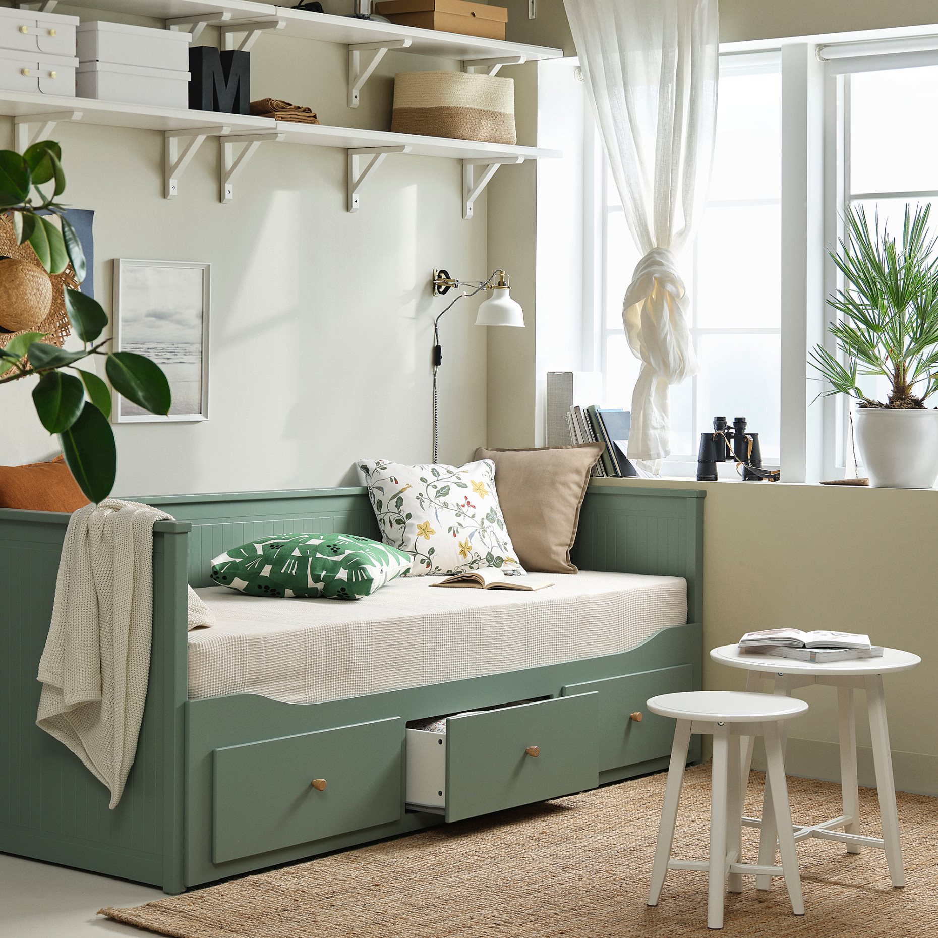 HEMNES, κρεβάτι επισκέπτη day bed 3 συρτάρια/2 στρώματα, 80x200 cm, 896.102.29