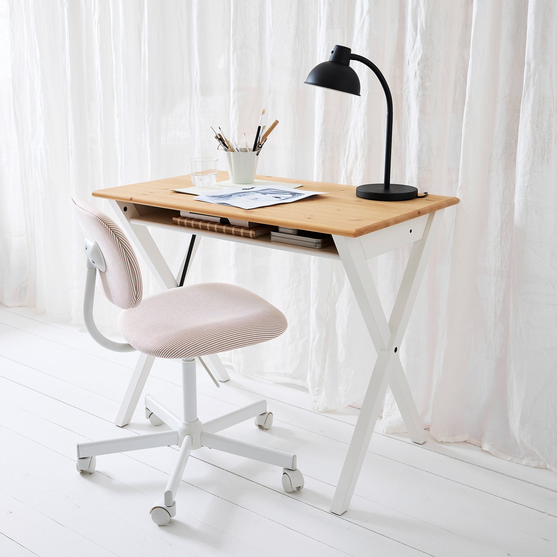 BOLLPOJKE/BLECK, desk and chair, 896.221.33