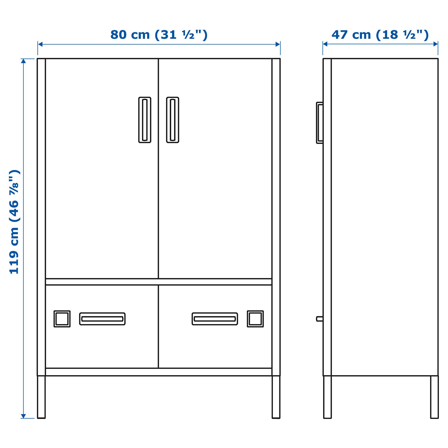 IDÅSEN, ντουλάπι με πόρτες και συρτάρια, 80x47x119 cm, 904.963.98