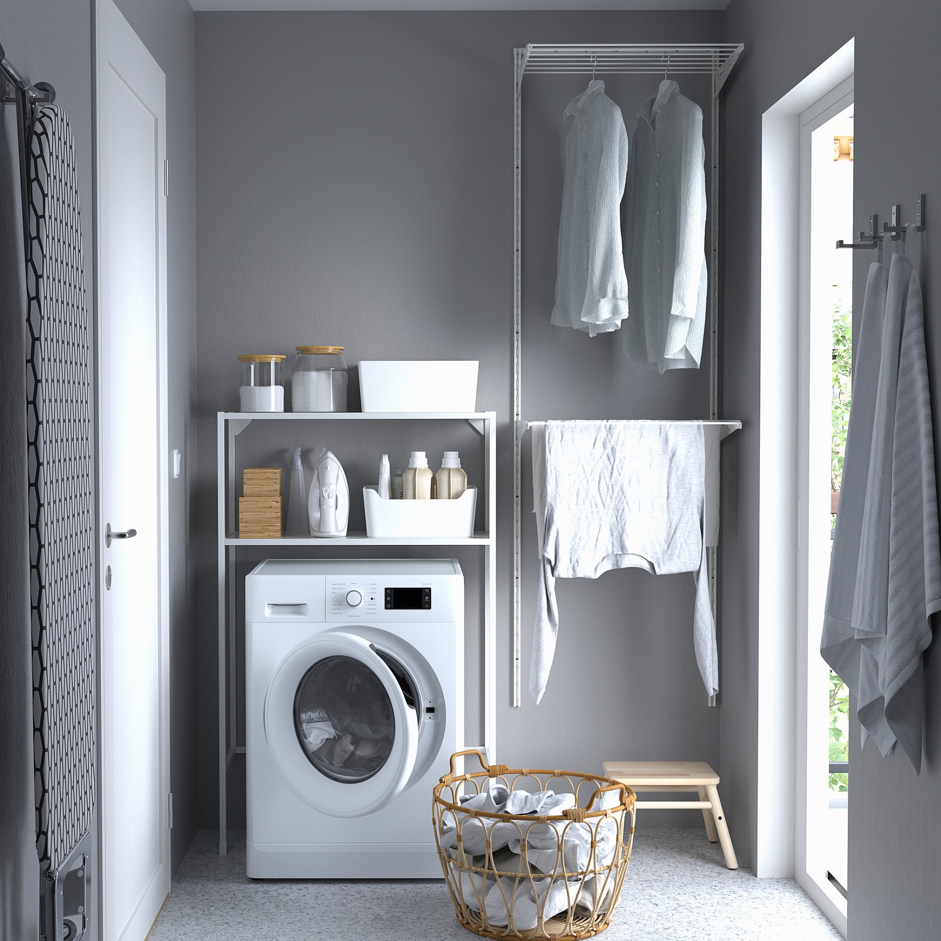 ENHET, frame with shelves for washing machine, 80x30x129 cm, 905.160.80