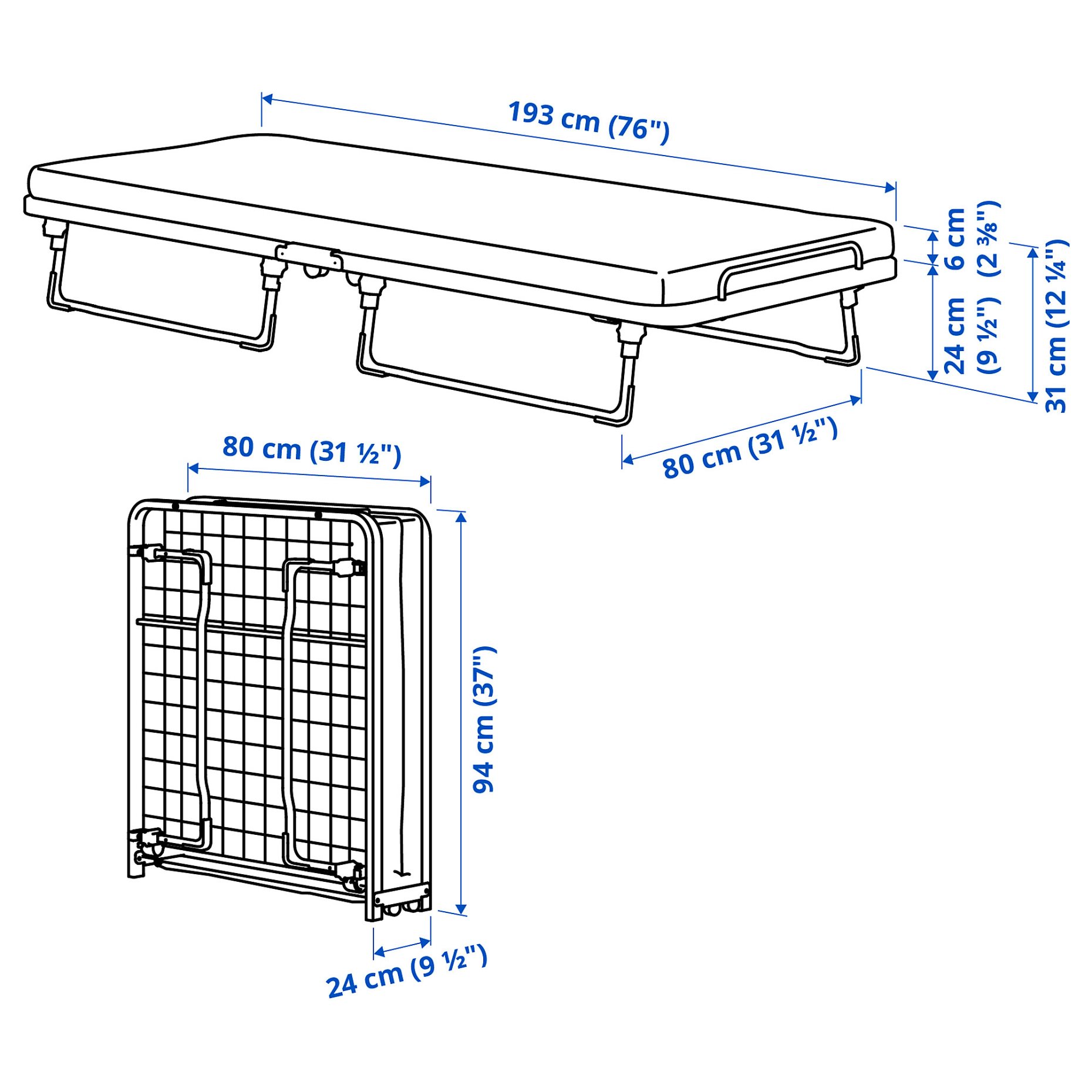 NORRUDDEN, βοηθητικό κρεβάτι, 80x193 cm, 905.313.54