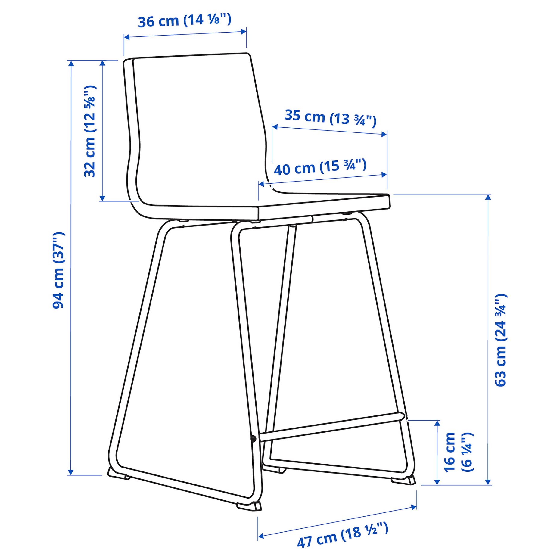 LILLÅNÄS, bar stool, 63 cm, 905.347.91