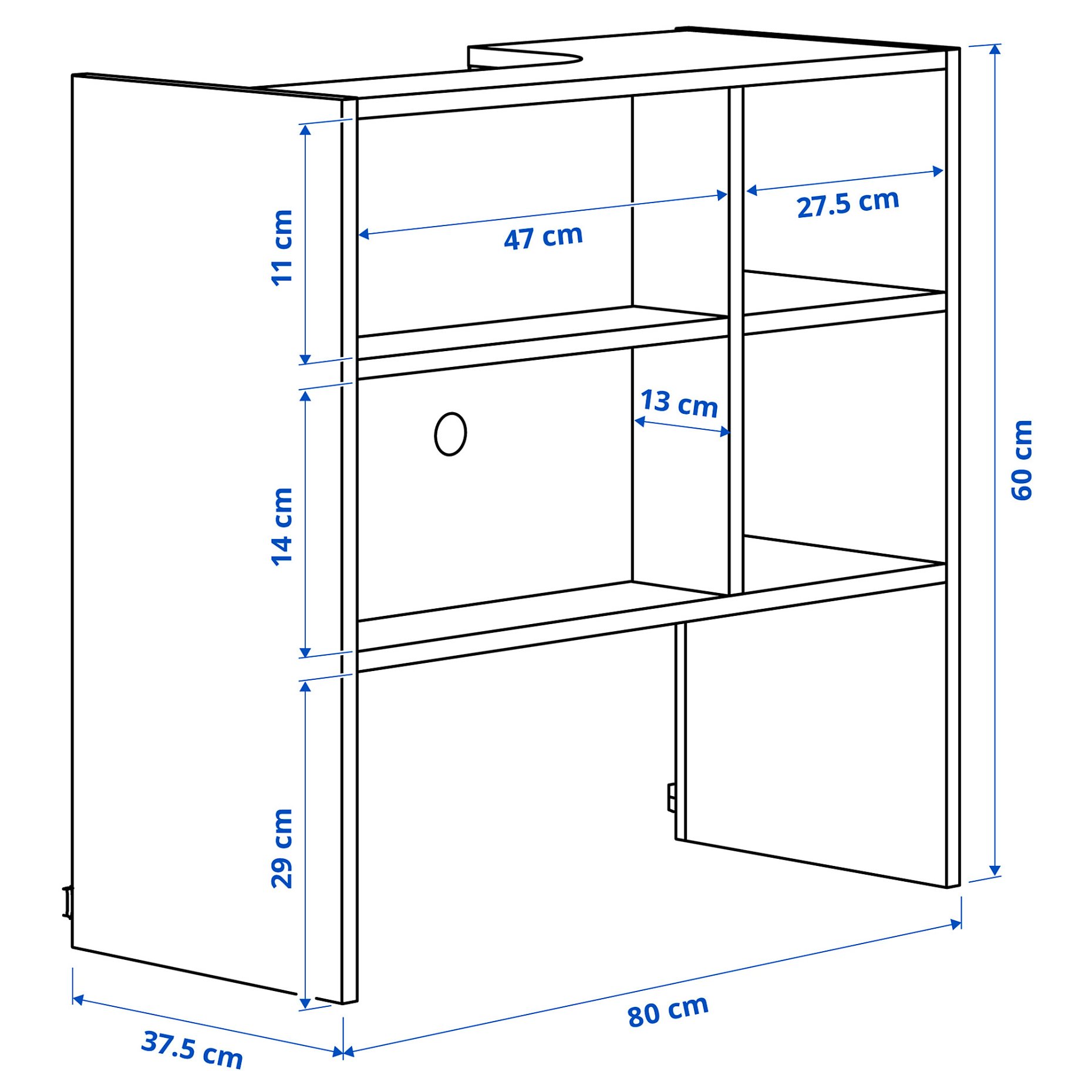 METOD, wall cabinet frame for built in extractor hood, 80x37x60 cm, 905.476.42