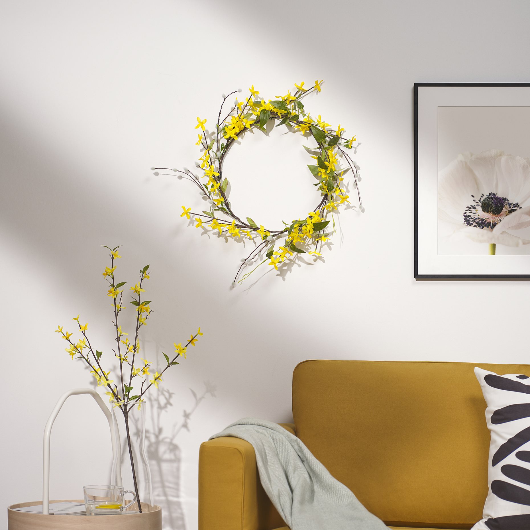 SMYCKA, artificial wreath/forsythia, 45 cm, 905.937.90