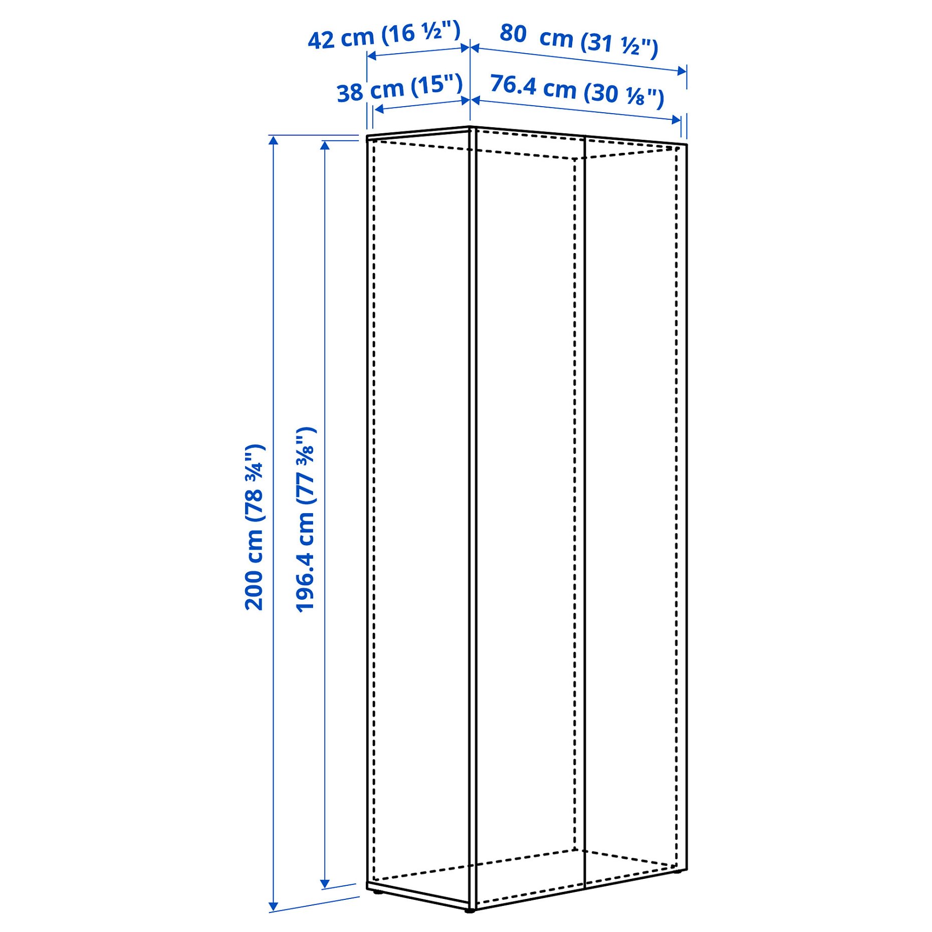 LASTARE, frame with doors, 80x42x200 cm, 905.964.73