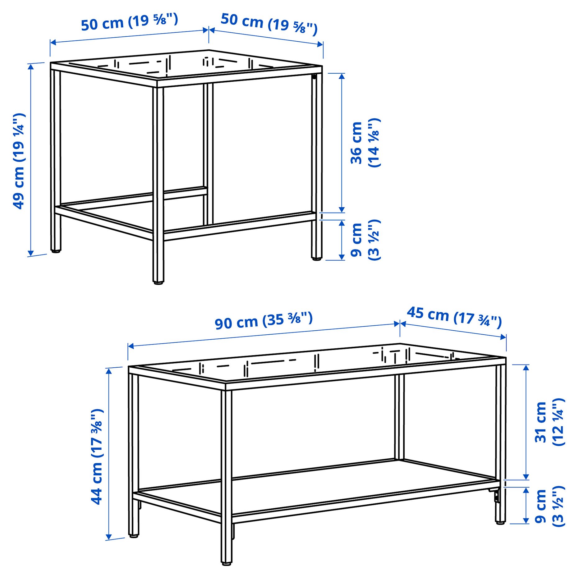 VITTSJÖ, τραπέζια ζιγκόν, σετ 2 τεμ. 90x50 cm, 906.043.50